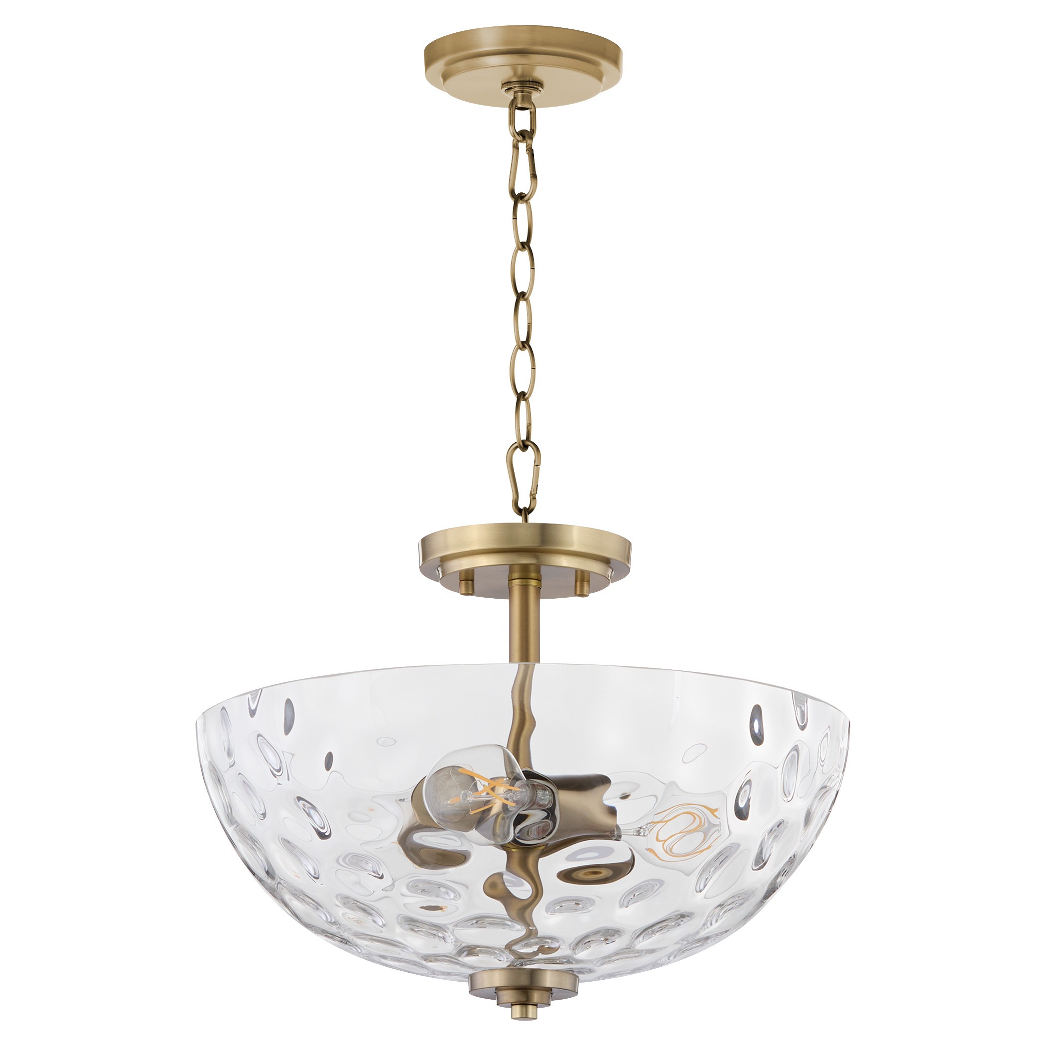 ADAMS 15" Clear/Hammered Dual Mount - Aged Brass 512