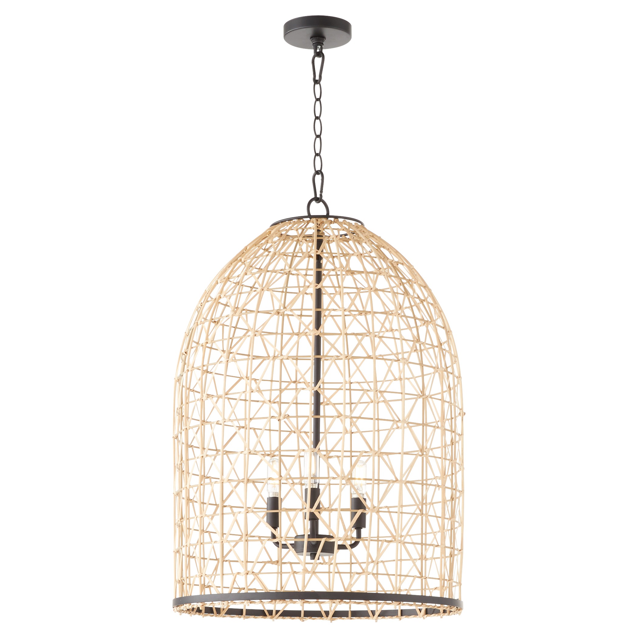 RATTAN 3 Light Pendant - Matte Black 525