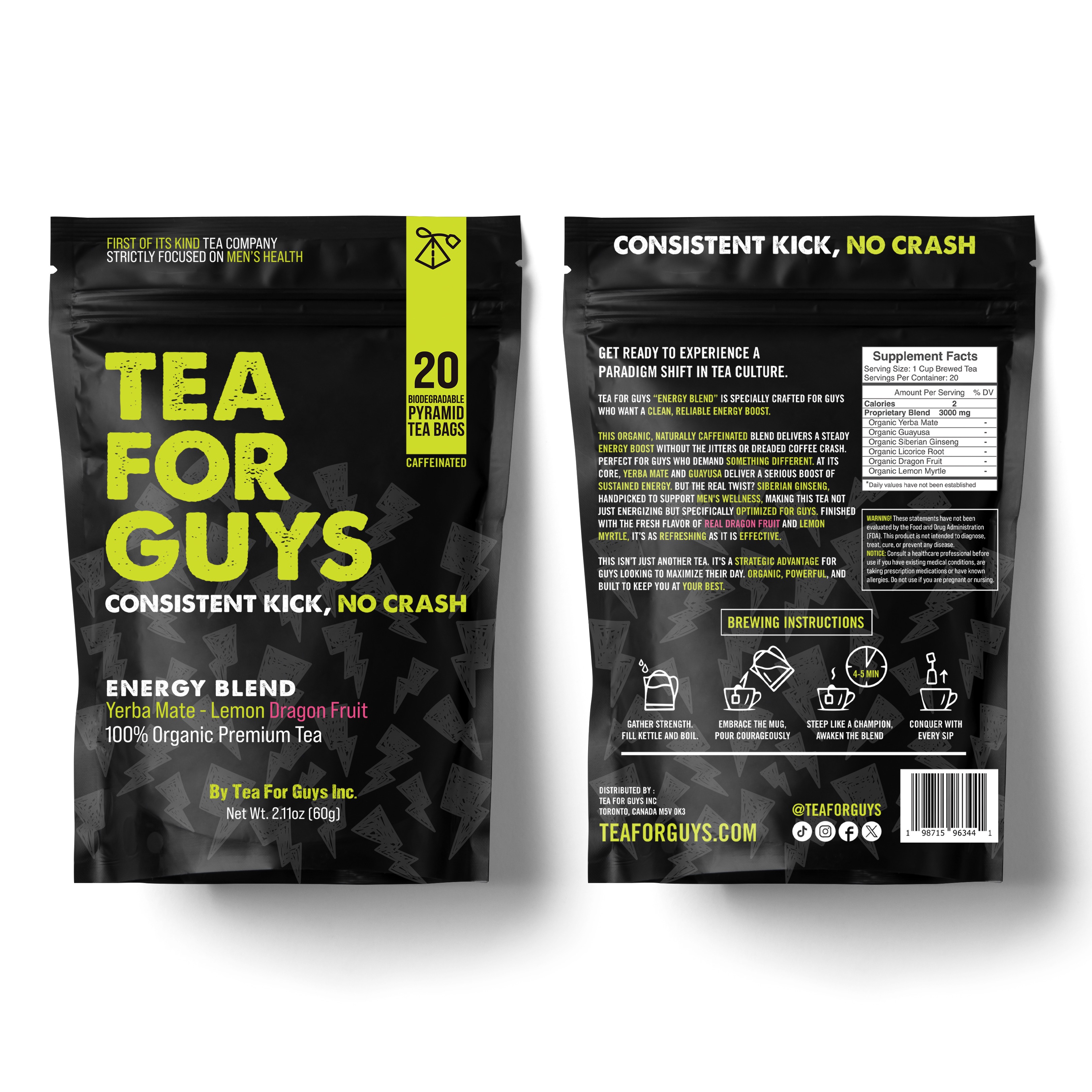Tea For Guys - Energy Blend. Yerba Mate - Lemon Dragon Fruit. 23
