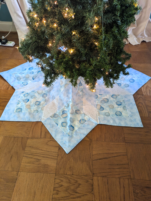 Blue Ornament Star Christmas Tree Skirt 168