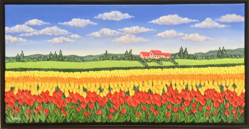 Red & Yellow Tulip fields (12"x24"x1") 366