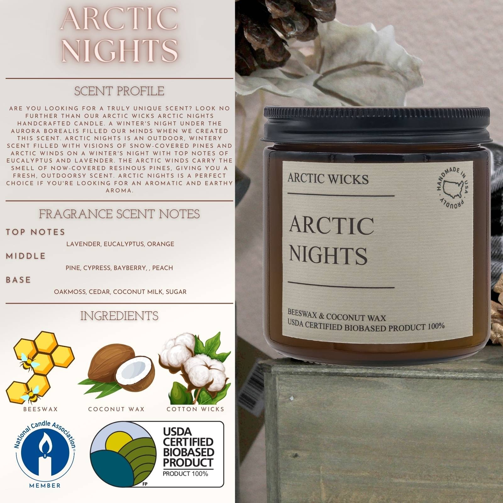 Arctic Nights 16oz Coconut & Beeswax Candle 41