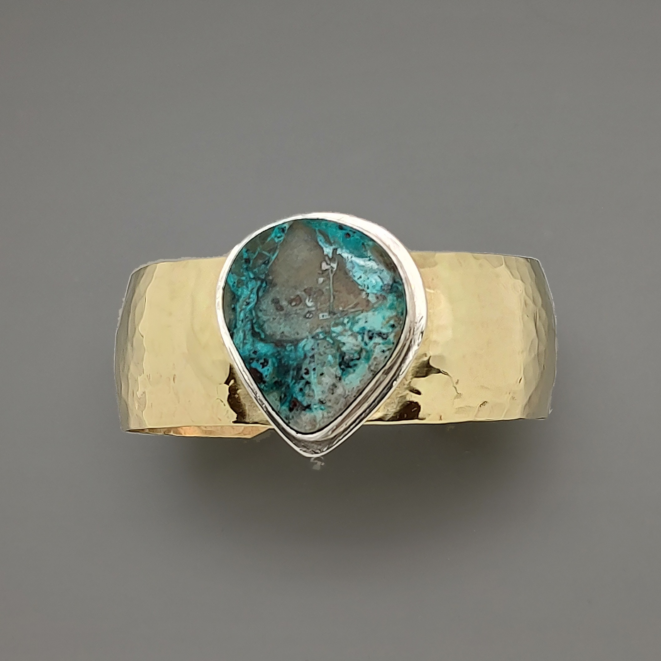 Chrysocholla Brass Cuff 25
