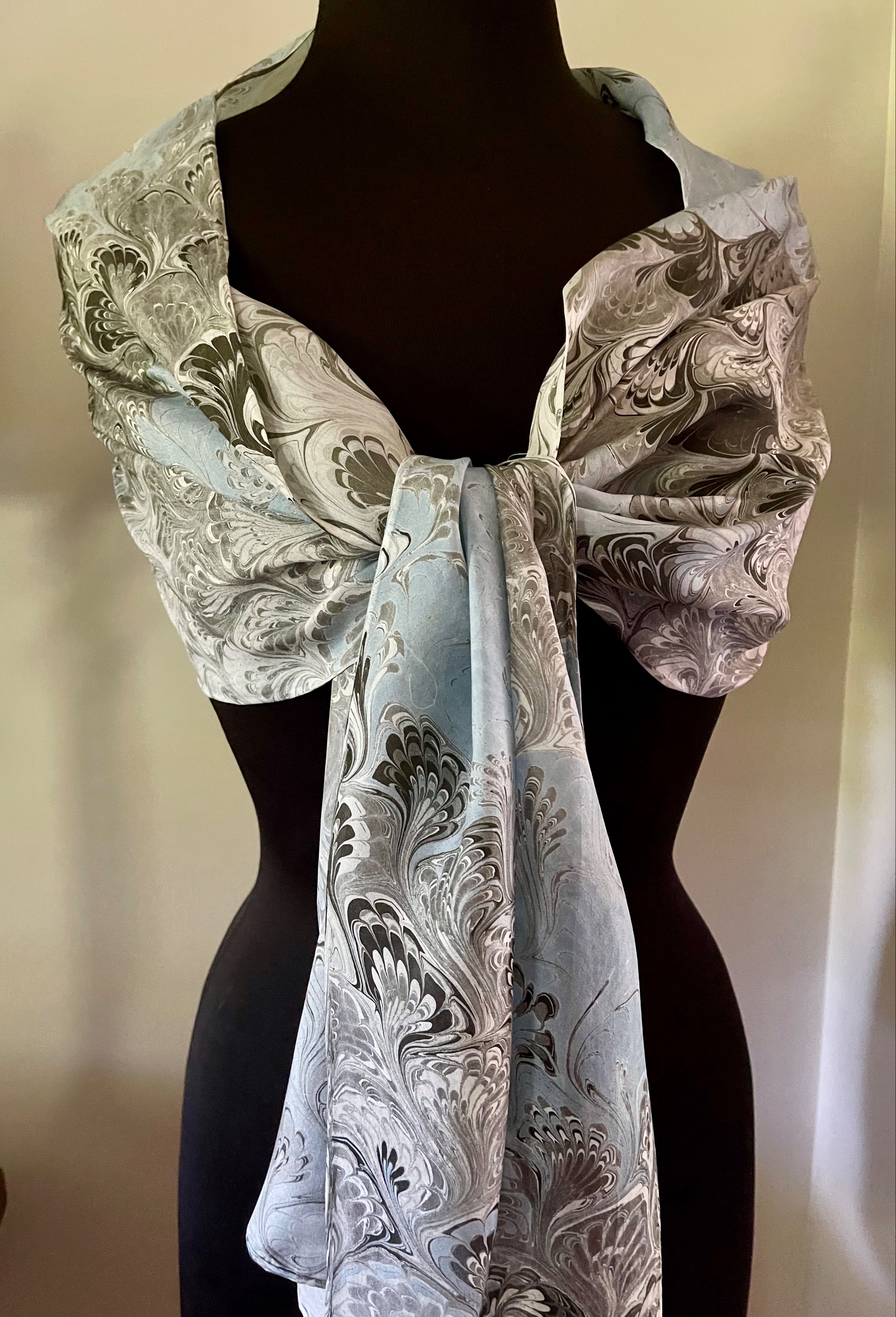 Blue Bouquet Silk Scarf 26