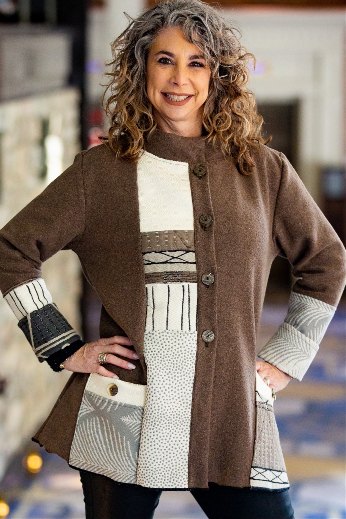 Taupe Fleece Patchwork Jacket 89