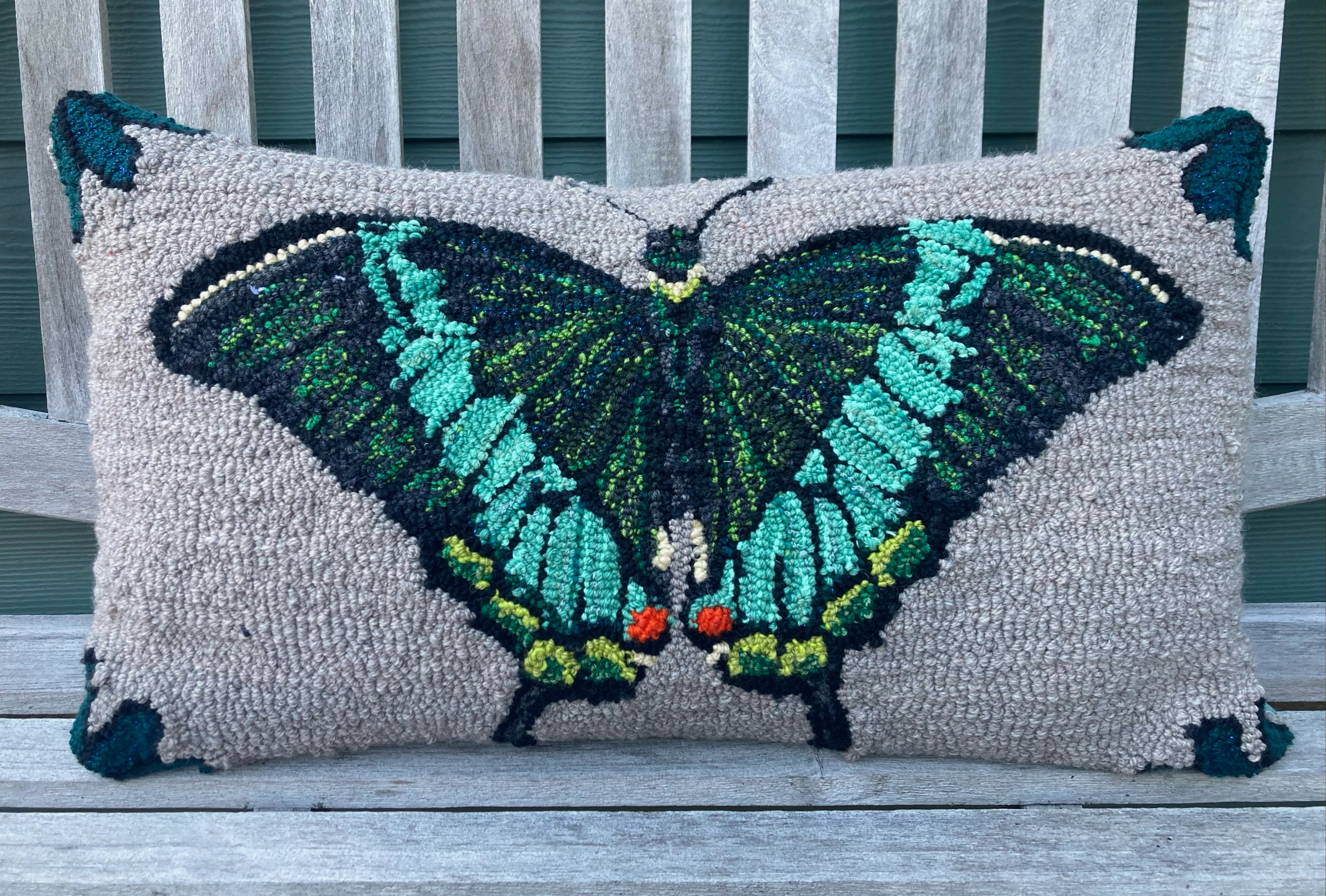 Tufted Emerald Peacock Pillow 75