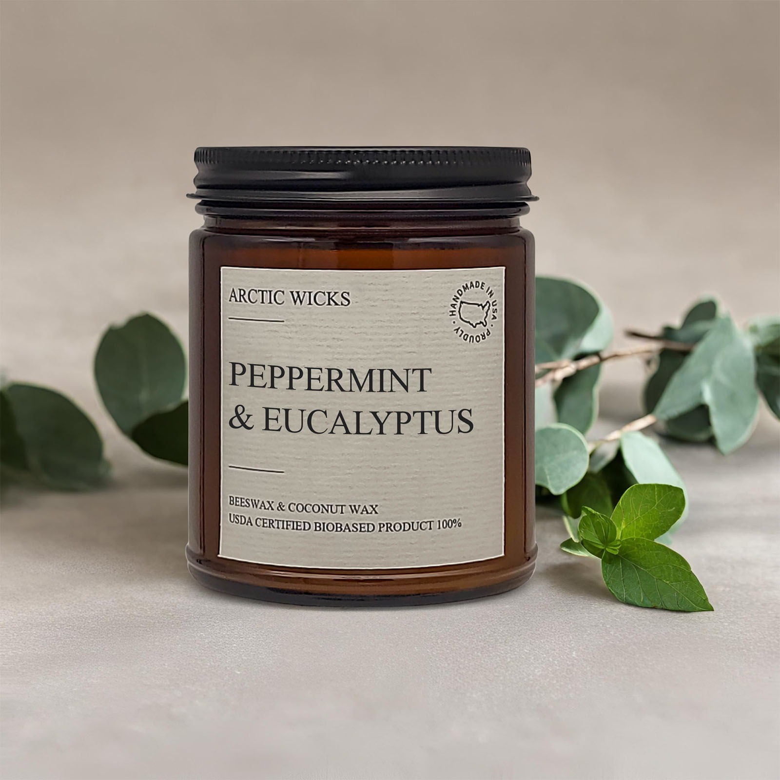 Peppermint & Eucalyptus Coconut & Beeswax Candle 25