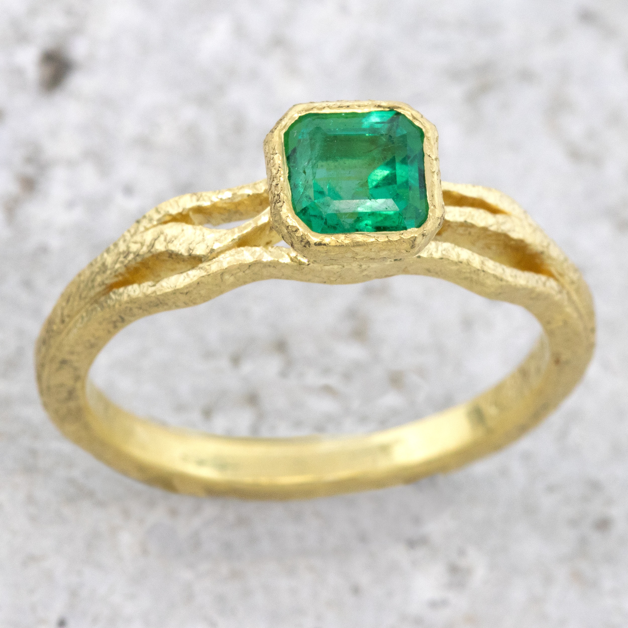 Delicate Three Wave Emerald Ring 53