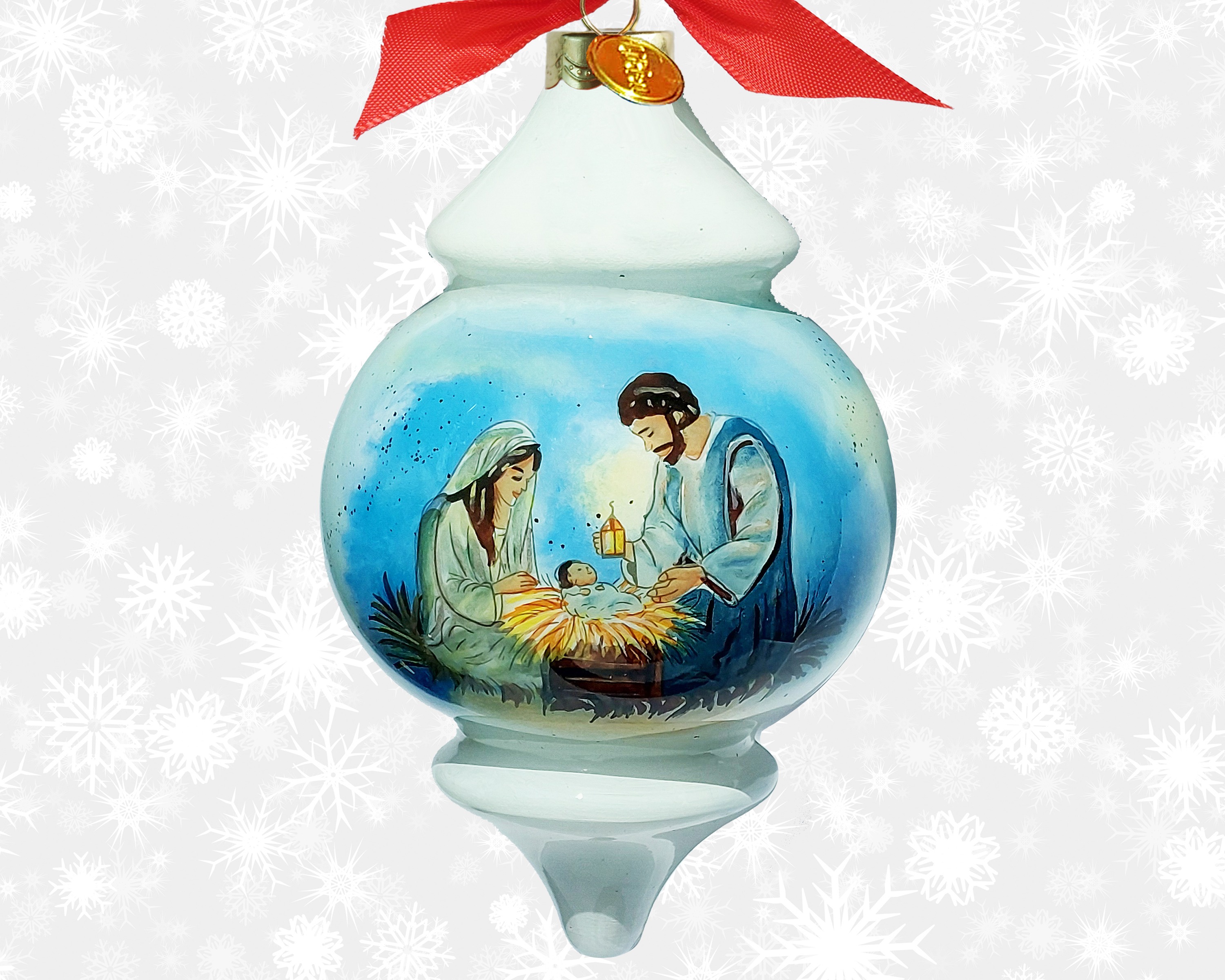 Inside Painted Art Nativity Hand Painted Glass 151
