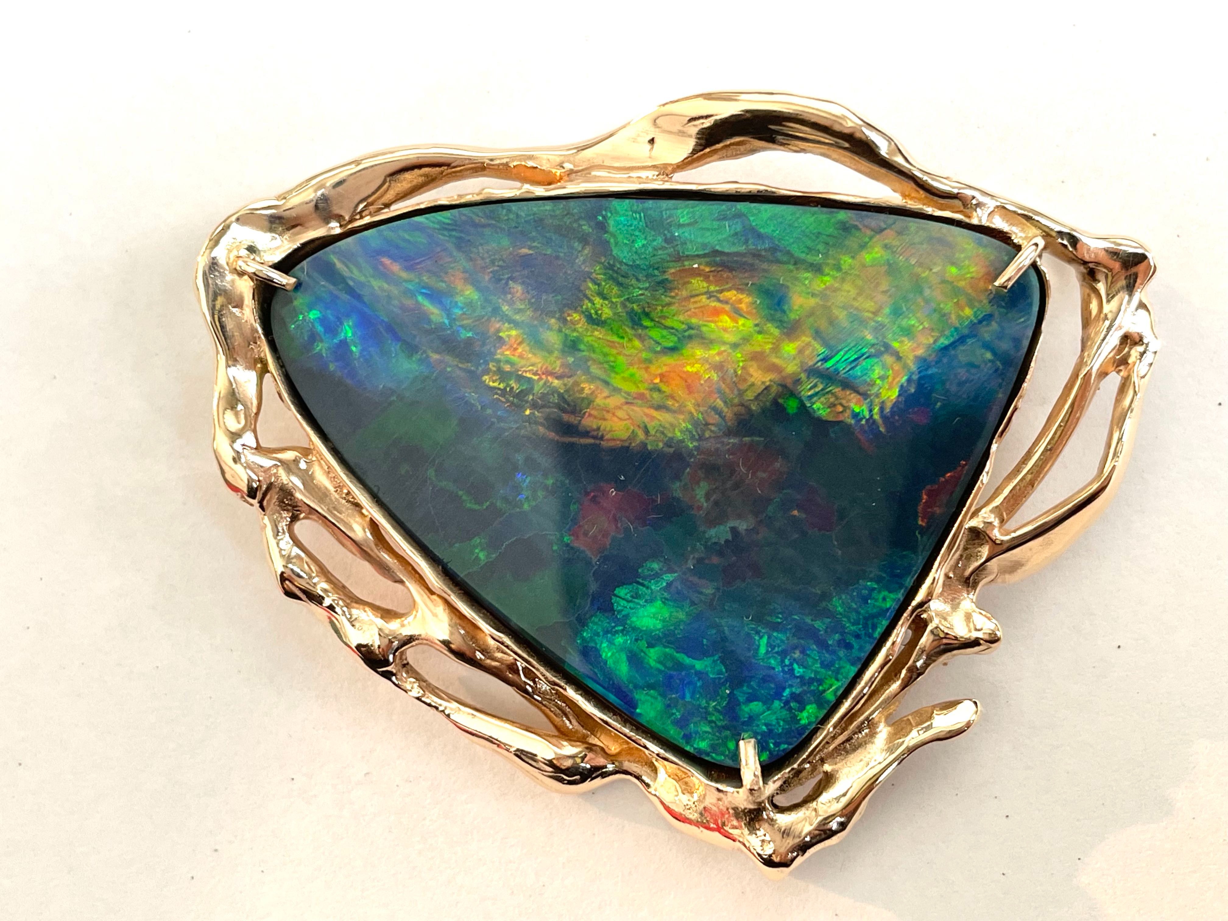 14k gold pendant set with multicolored opal 74