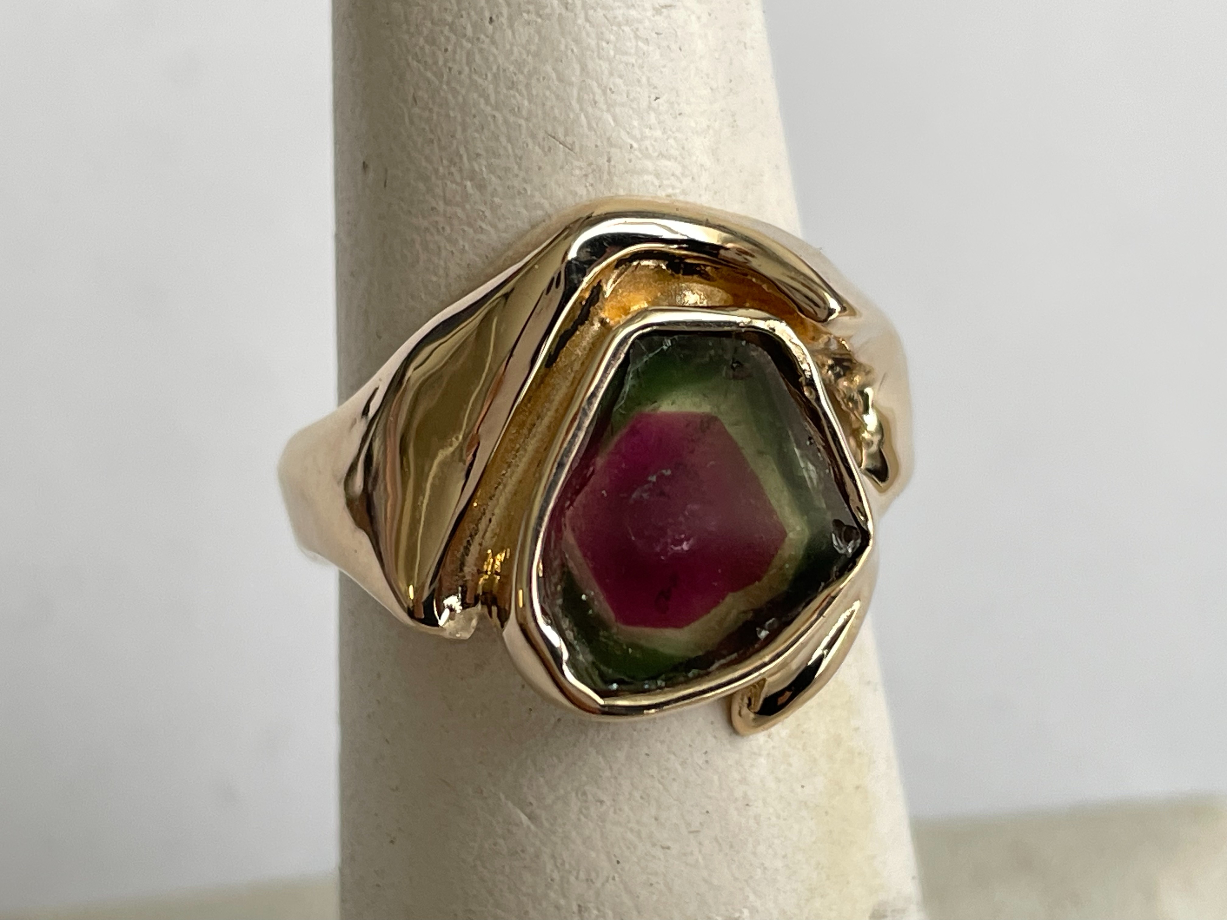 14k gold  tourmaline ring 80