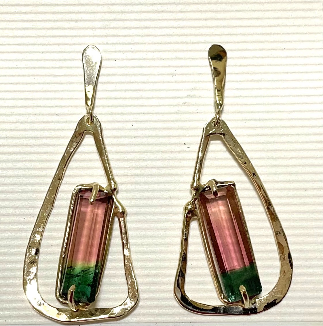 14k gold bicolor tourmaline earrings 81
