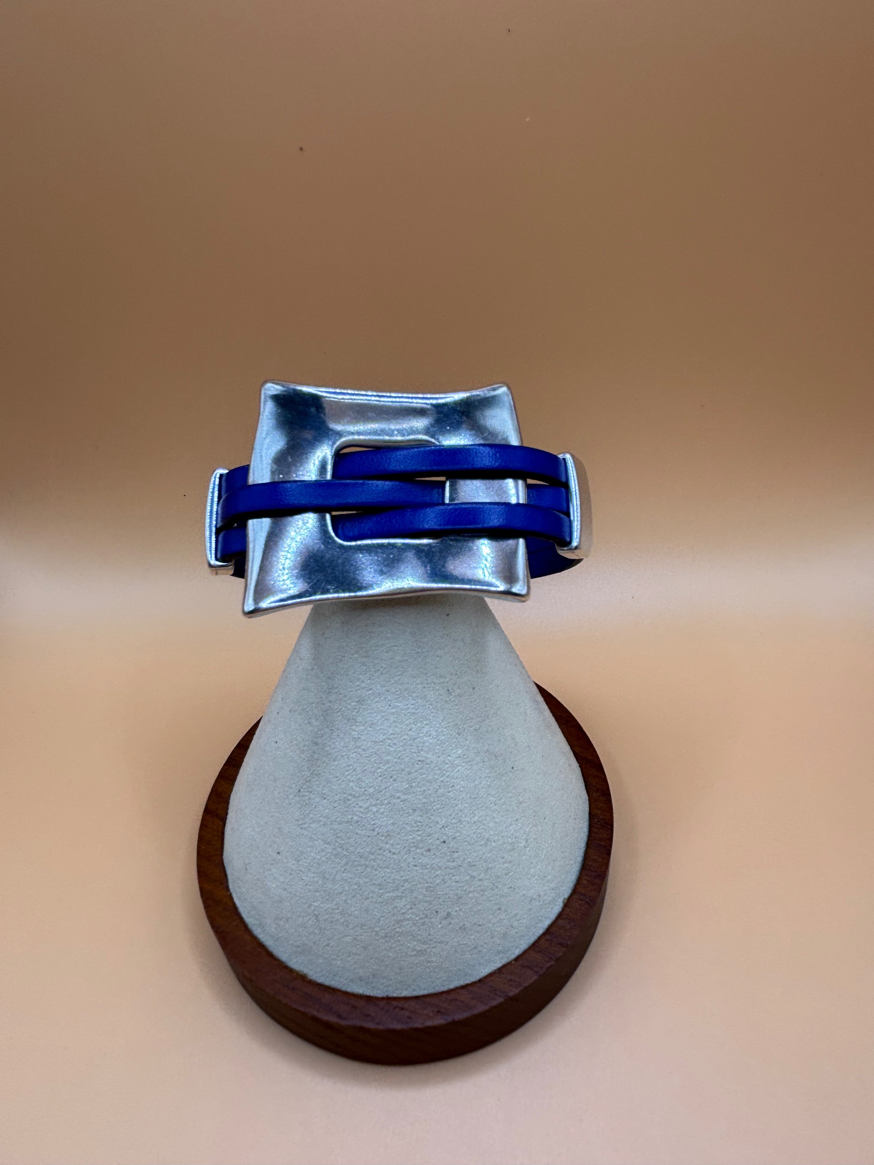 Bold Leather Cuff Bracelet with Magnetic Clasp 93