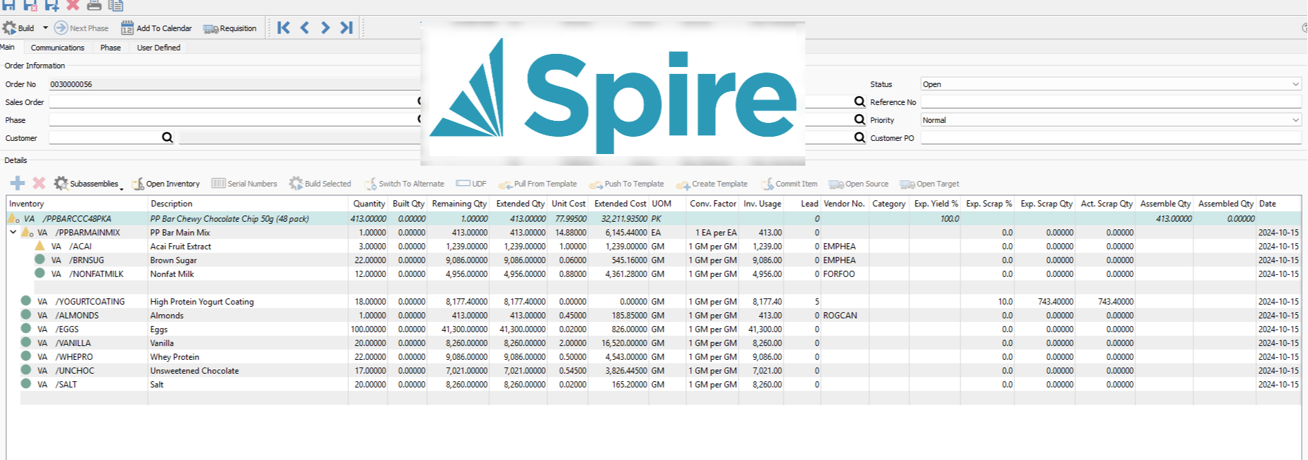 Production Orders in Spire 143