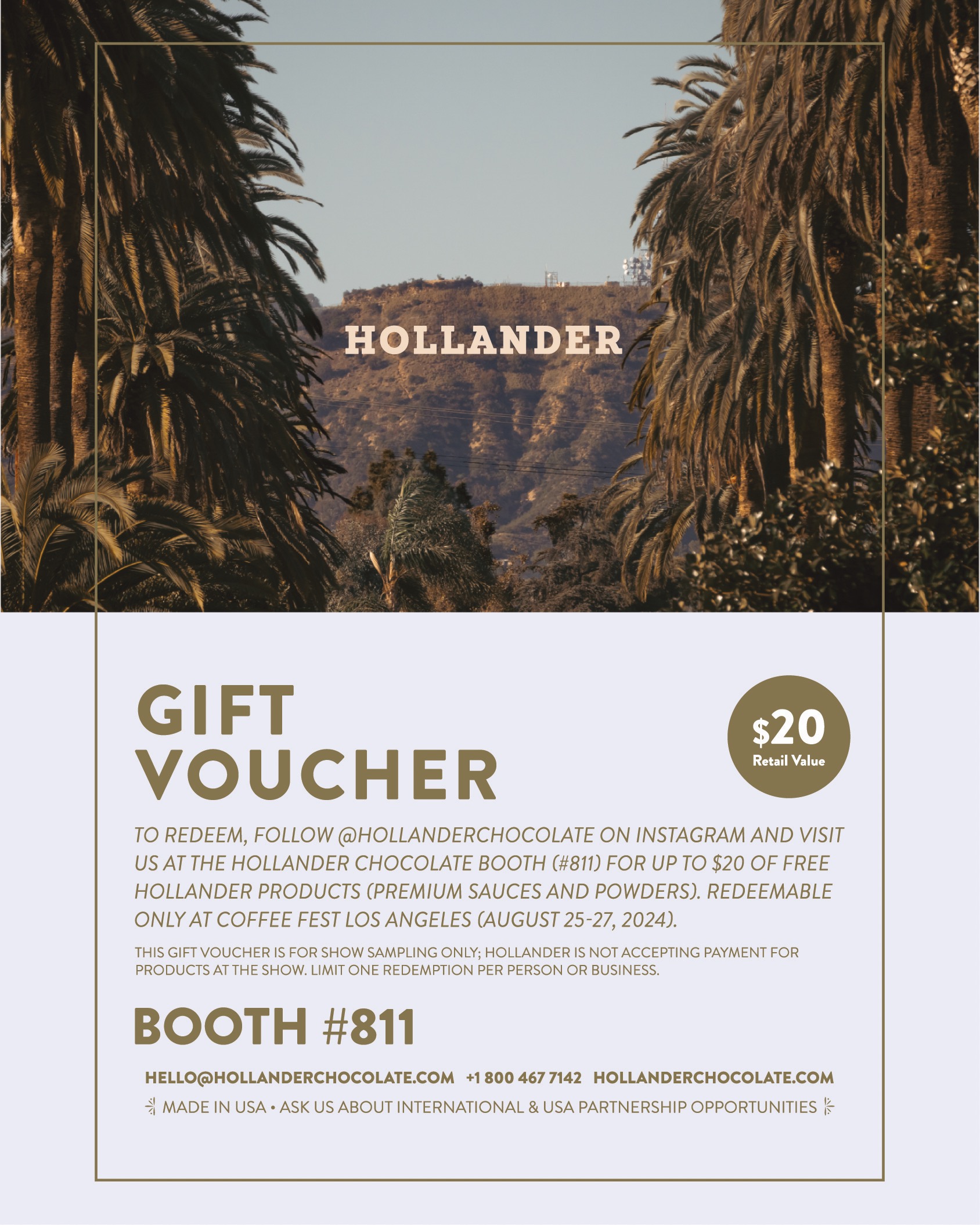 Gift Voucher $20 Free Samples from Hollander 146