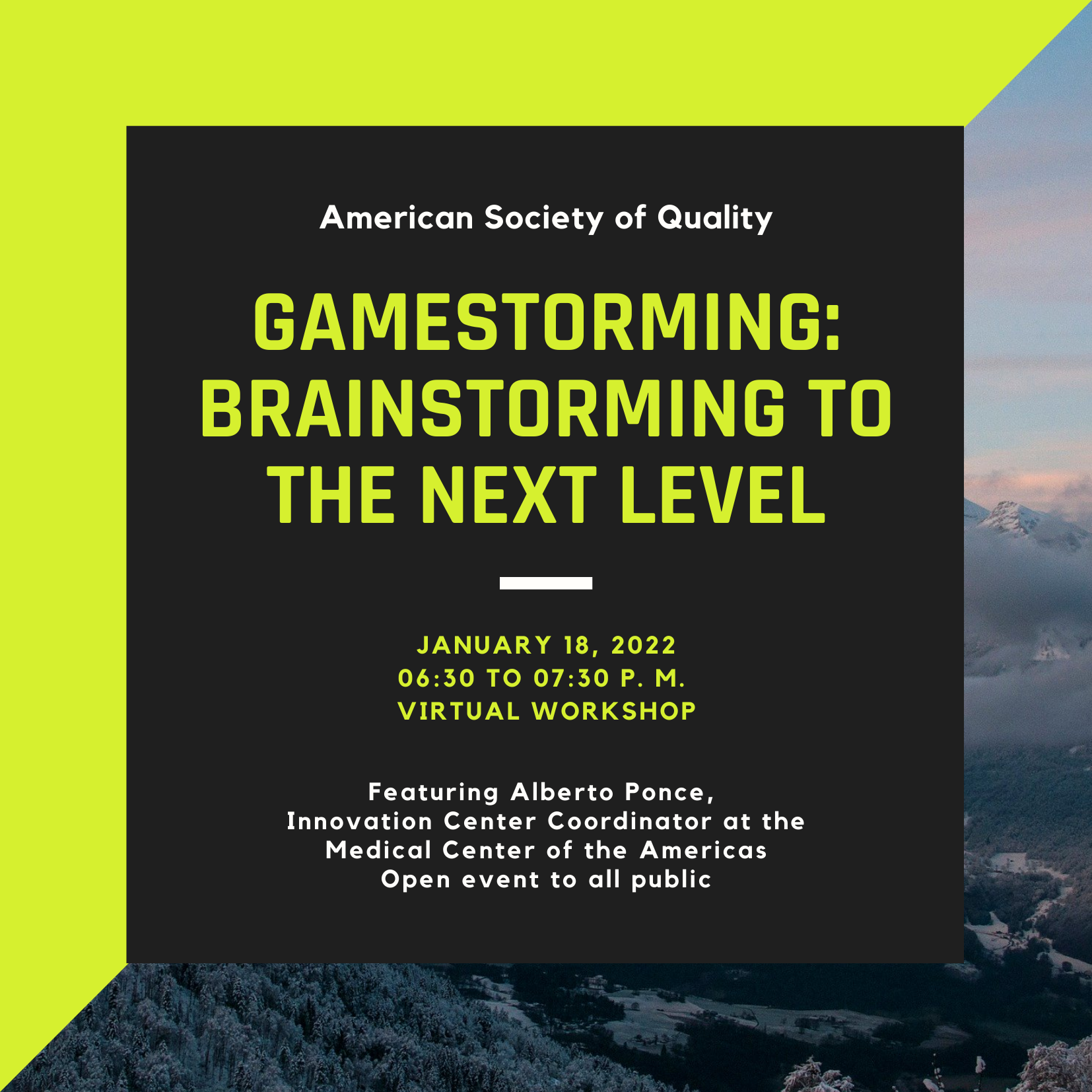 Gamestorming: Brainstorming to the next level. ASQ1401 January Member Meeting 3720