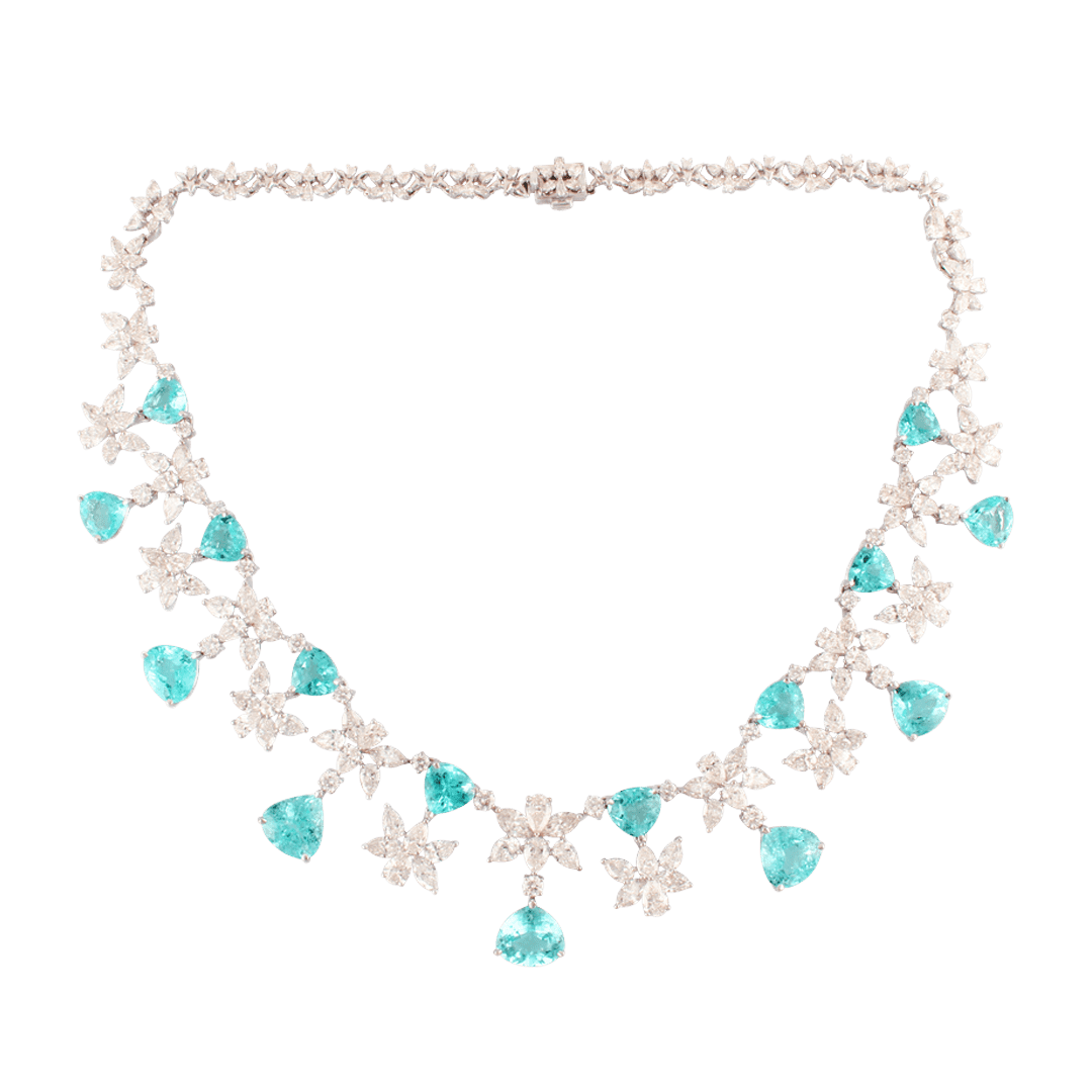 Paraiba Tourmaline and Diamond Necklace 156