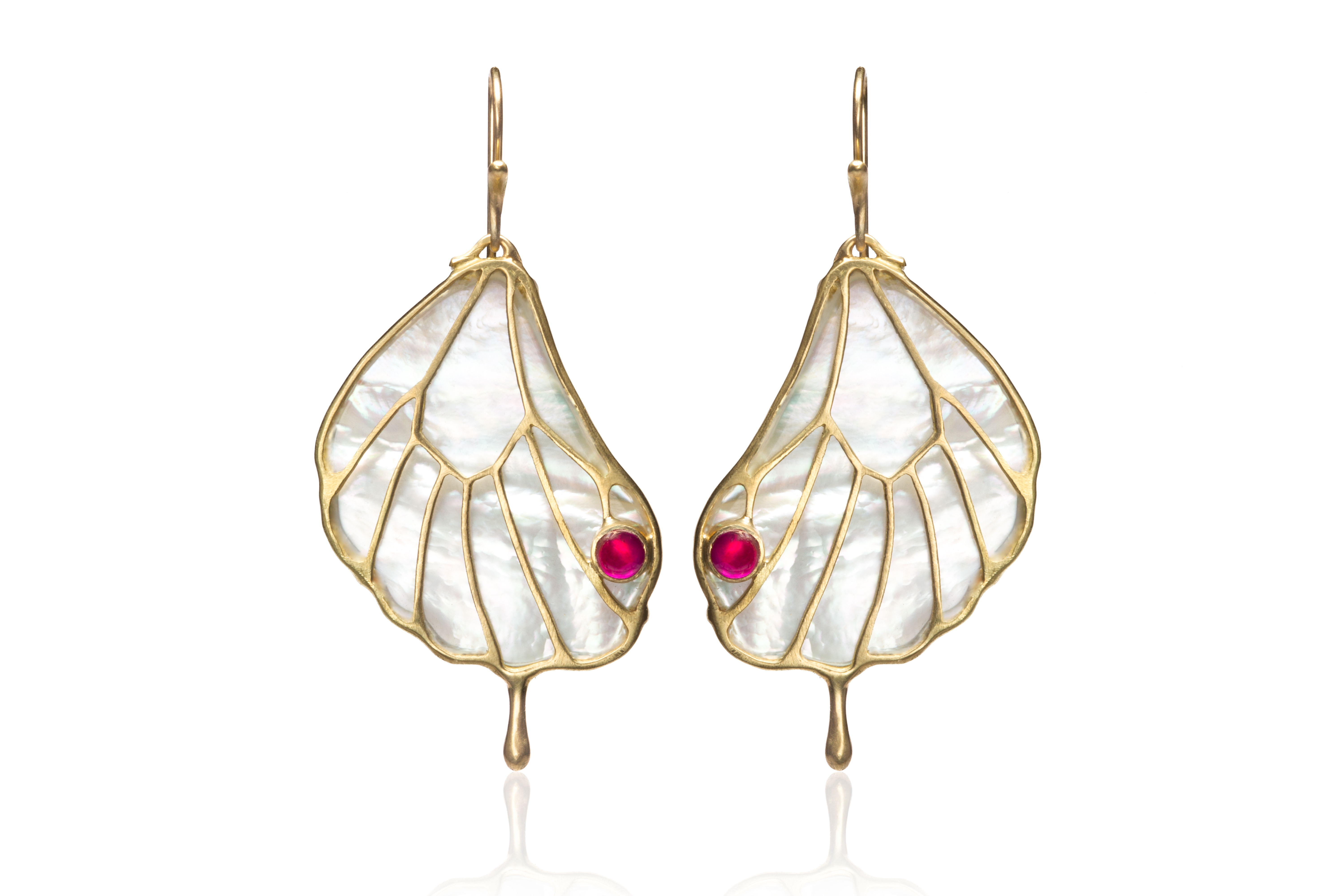 Ruby and Mother of Pearl Papillon Earring 216