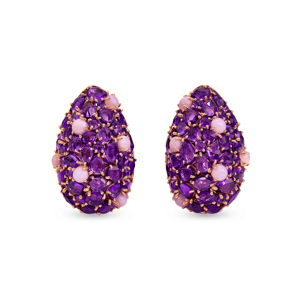 AMETHYST, PINK OPAL AND DIAMOND REVERSIBLE EARRING 94