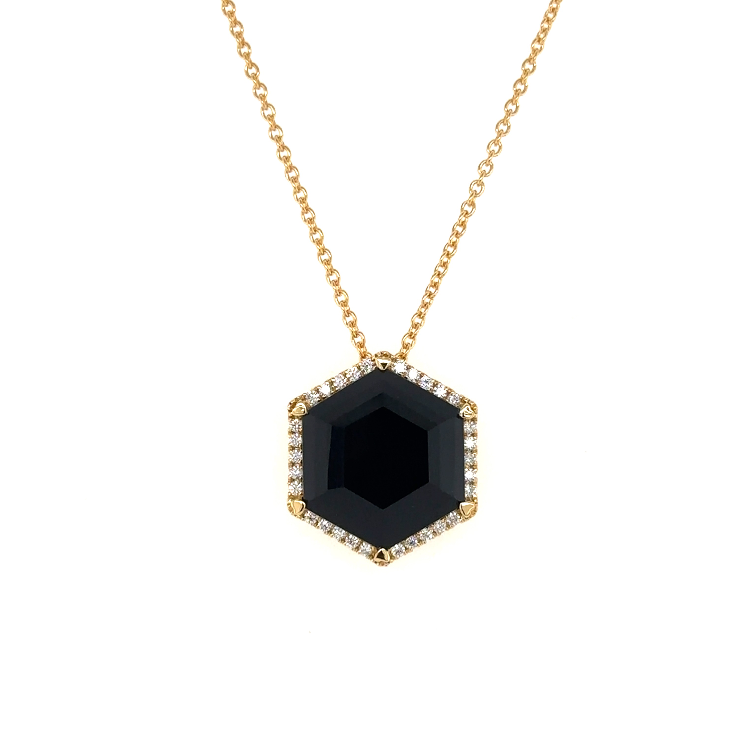 Black Onyx Hexagon Necklace 162