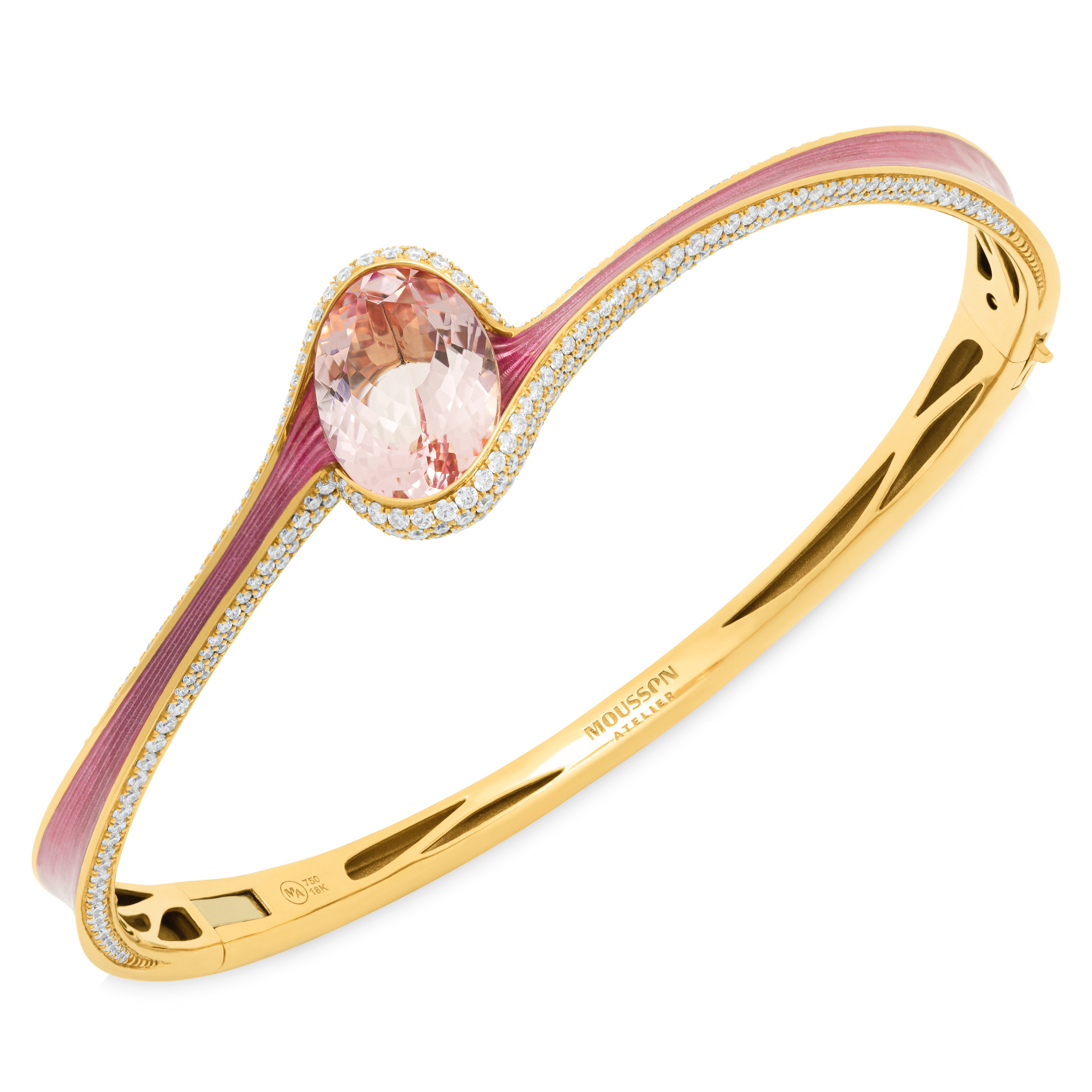 18K YELLOW GOLD, ENAMEL, MORGANITE, DIAMONDS BRACELET 342