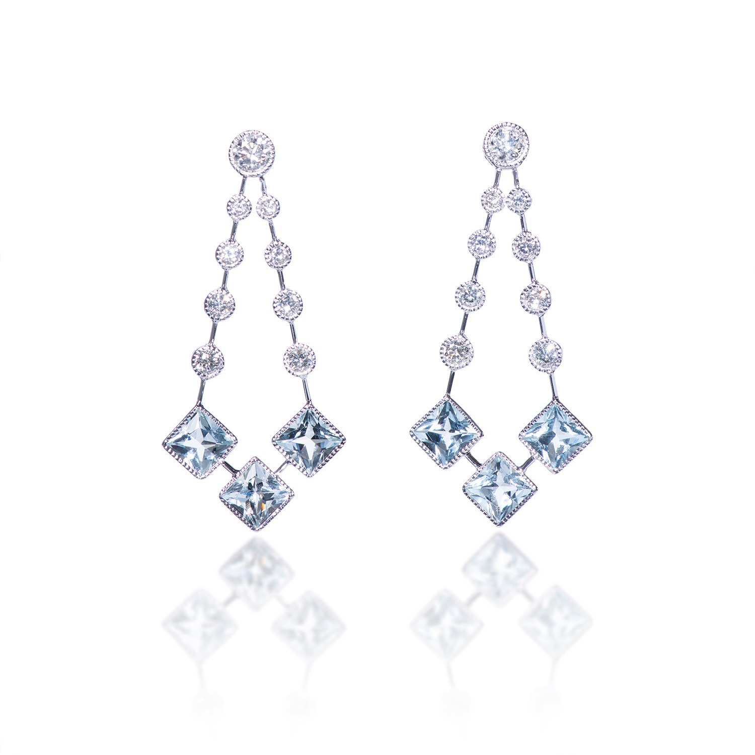 Diamond/Aqua earrings 463