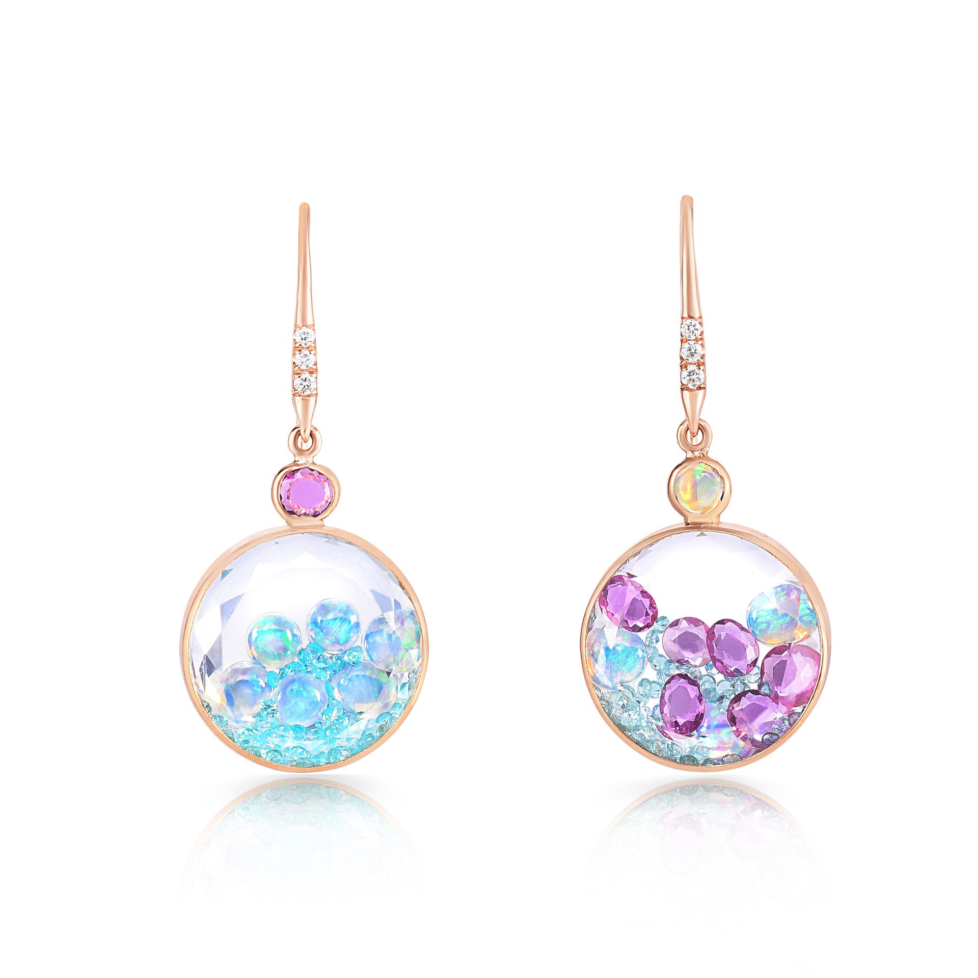 Opal-Top Mismatched Earrings Paraiba 291