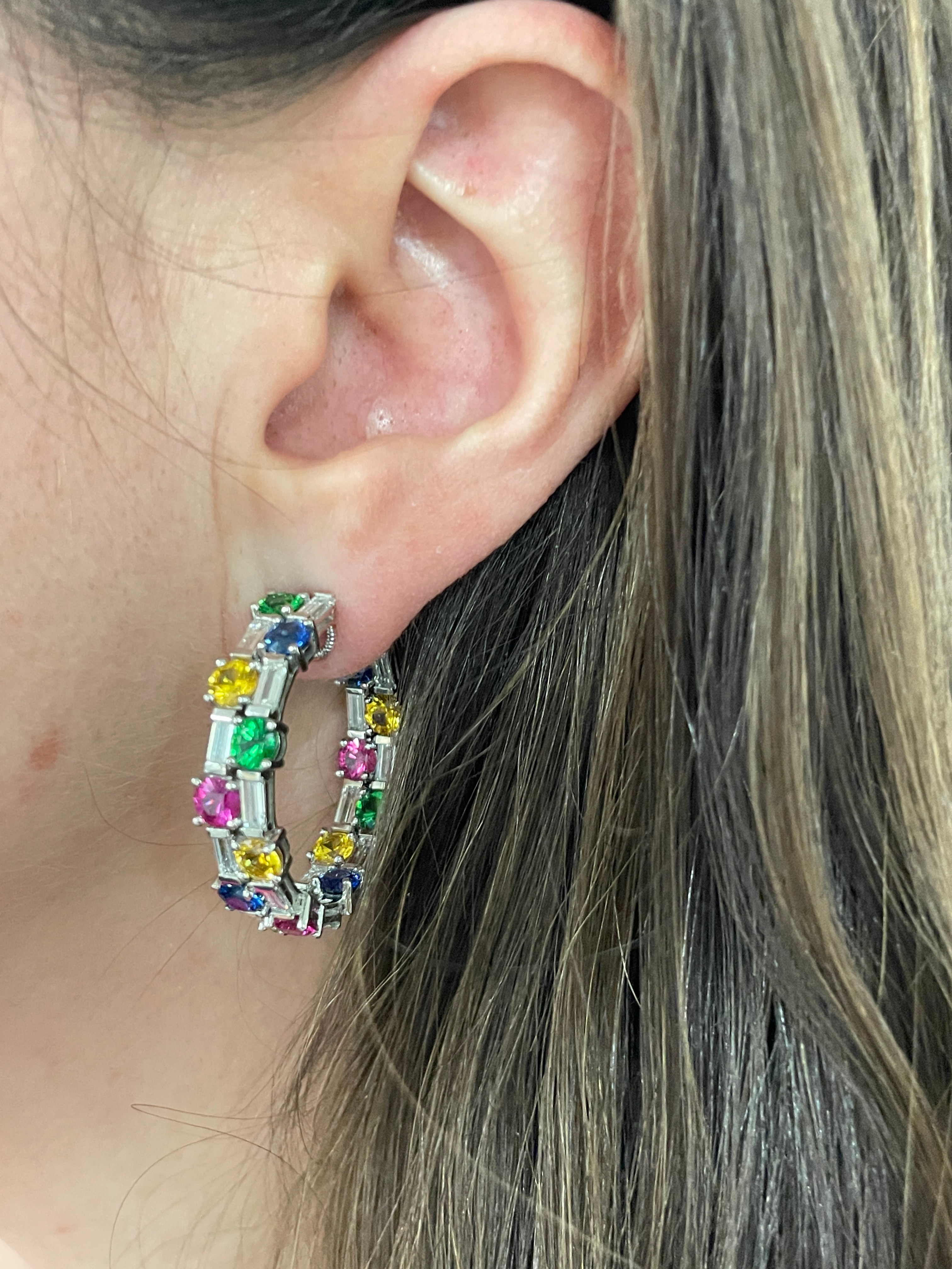 Multi-Colored 'Boolean' Hoop Earrings 33