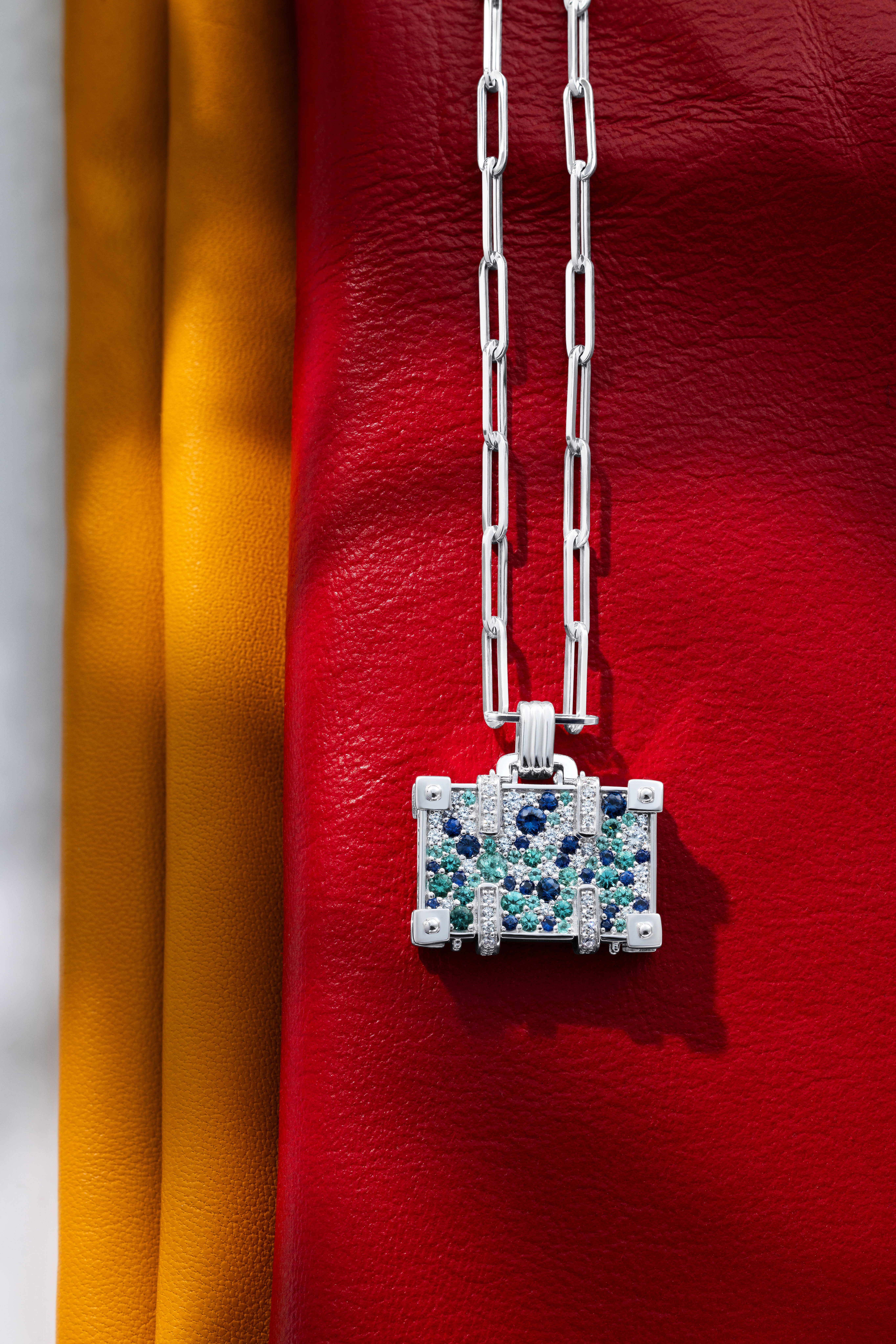 Mini Paraiba Suitcase with Diamonds and Sapphires 445