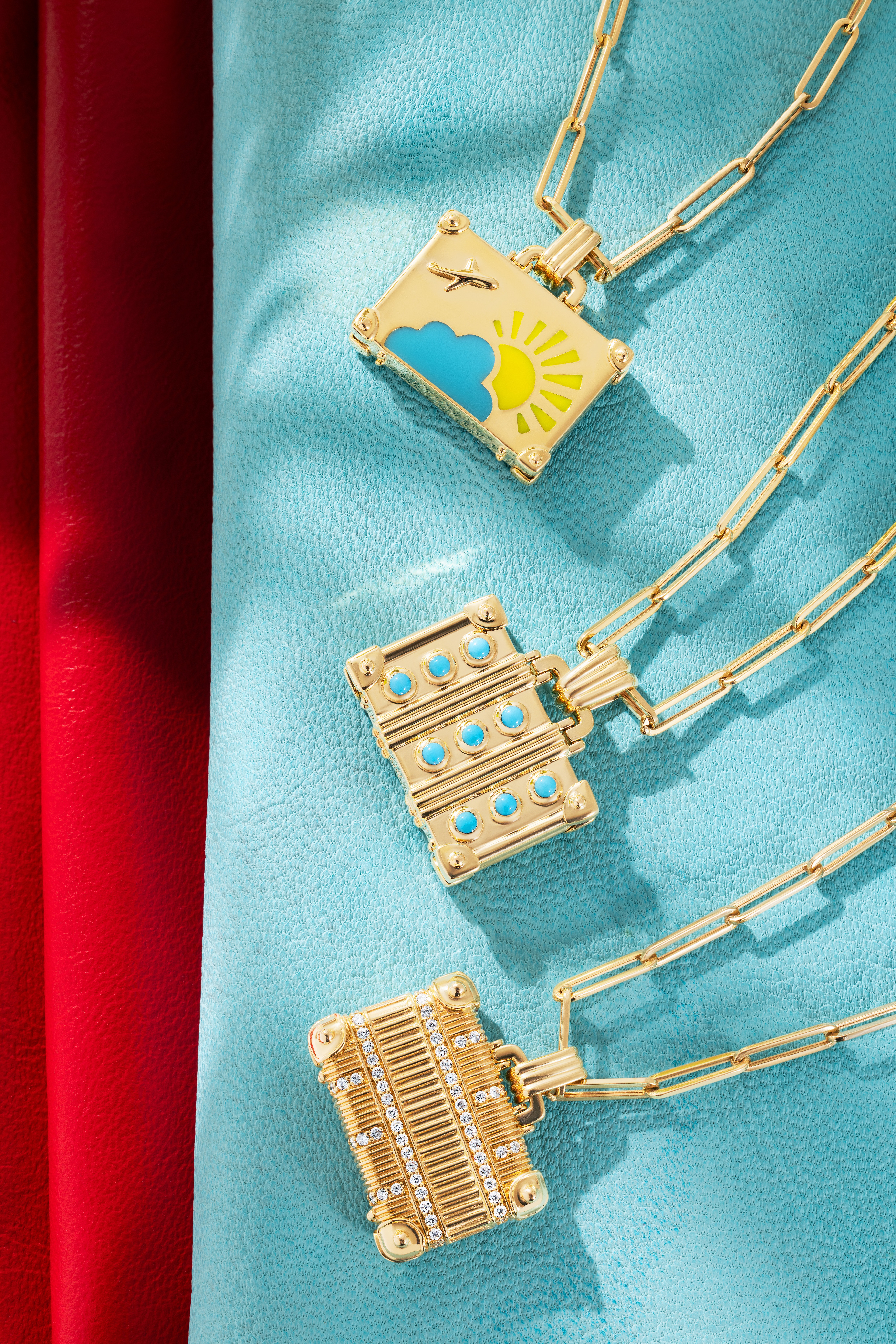 Mini Gold Suitcase with Turquoise 446