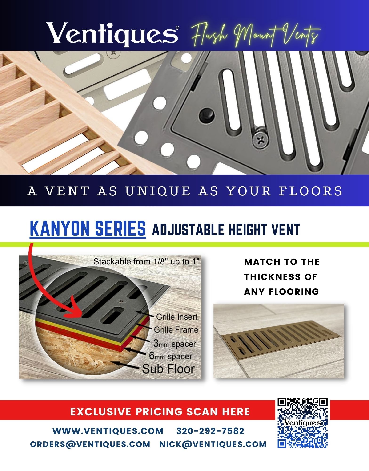 Kanyon Adjustable Height Floor Register 801