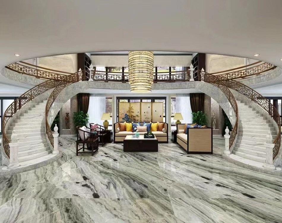 Natural Cloud Emerald Green marble floor tiles 118