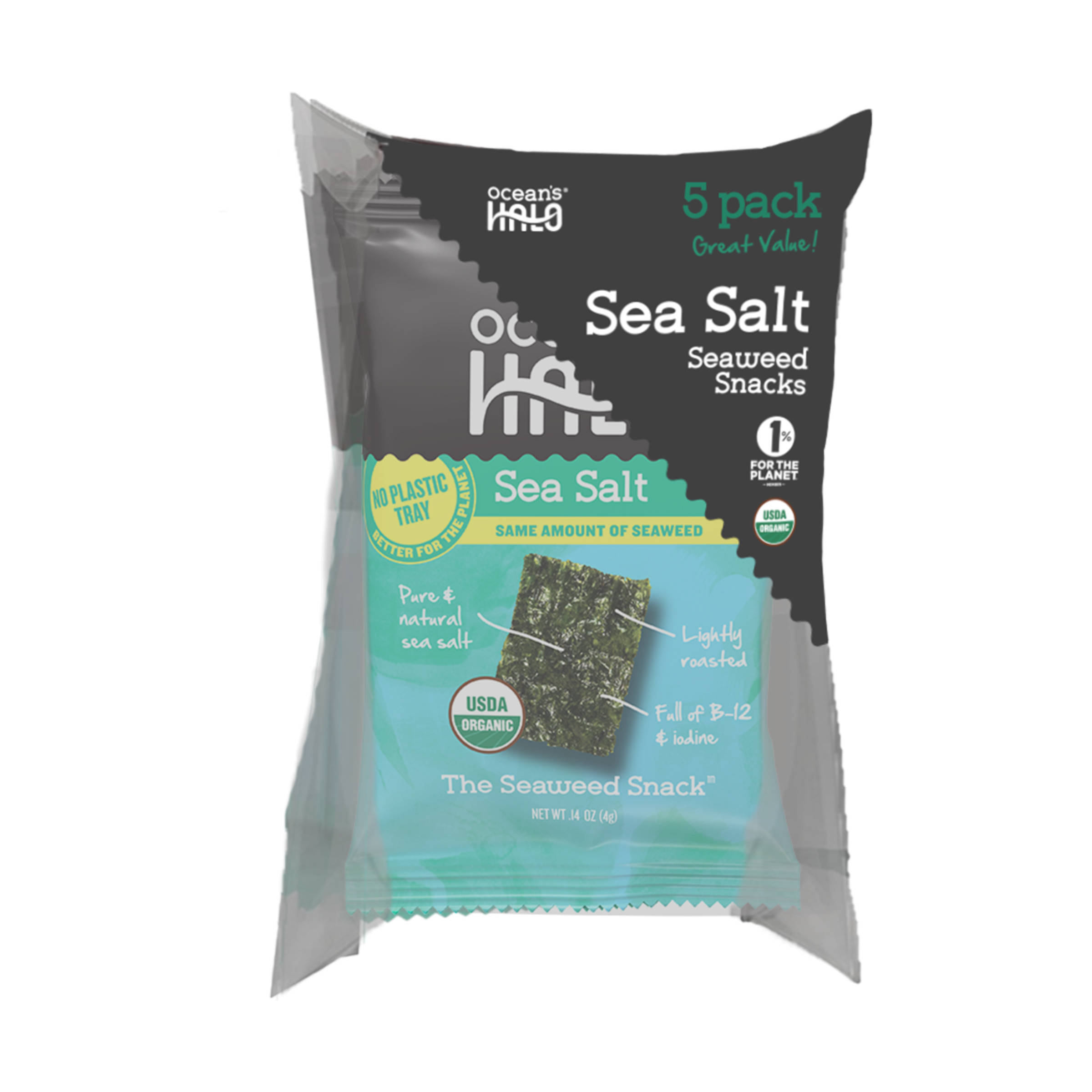 Trayless Sea Salt Seaweed Snack, 5 pk, 0.14oz each 4905
