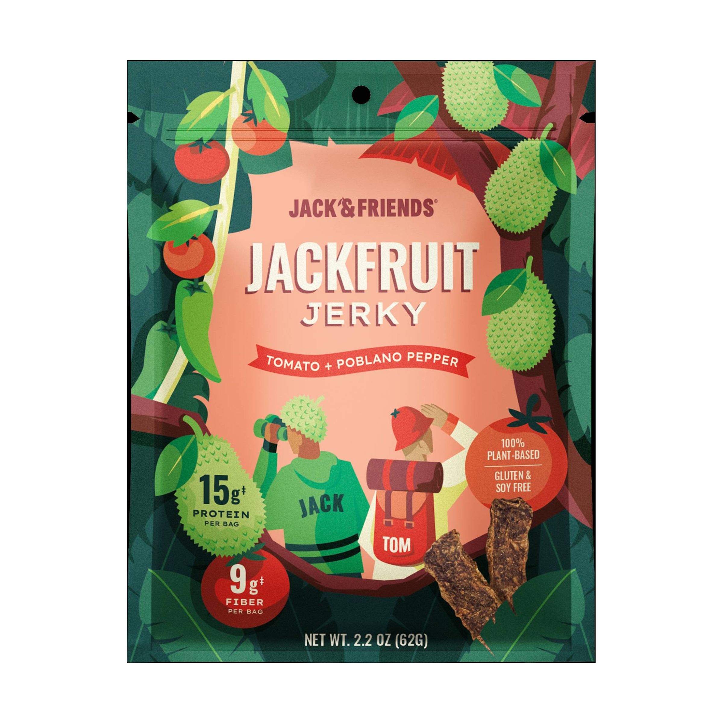 Jack & Tom (Tomato & Poblano Pepper) Jackfruit Jerky 9102