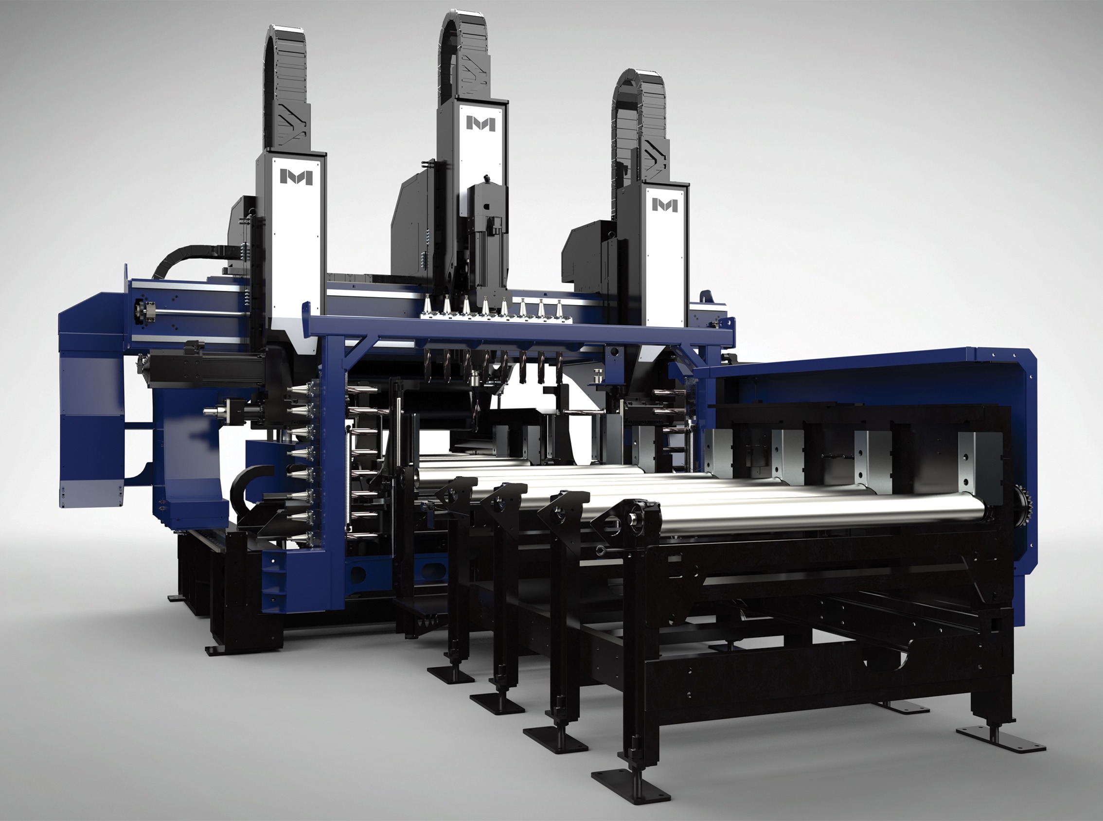 Automated 6-Axis Structural Steel Robotic Beam Cutting Machine  With Seamless 3-Spindle Drill Processing 442