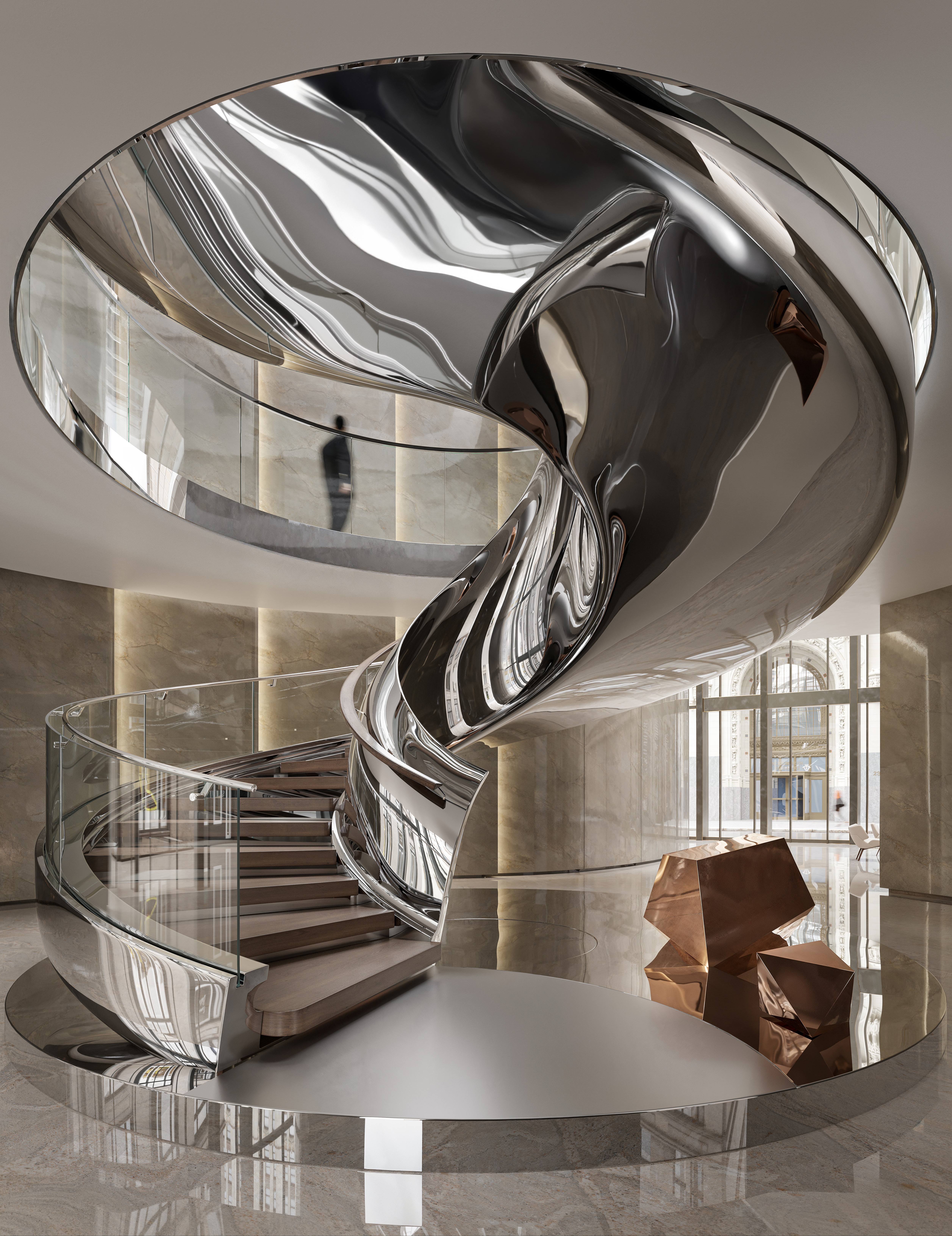 Silver Sterling Coated Helix Staircase 24