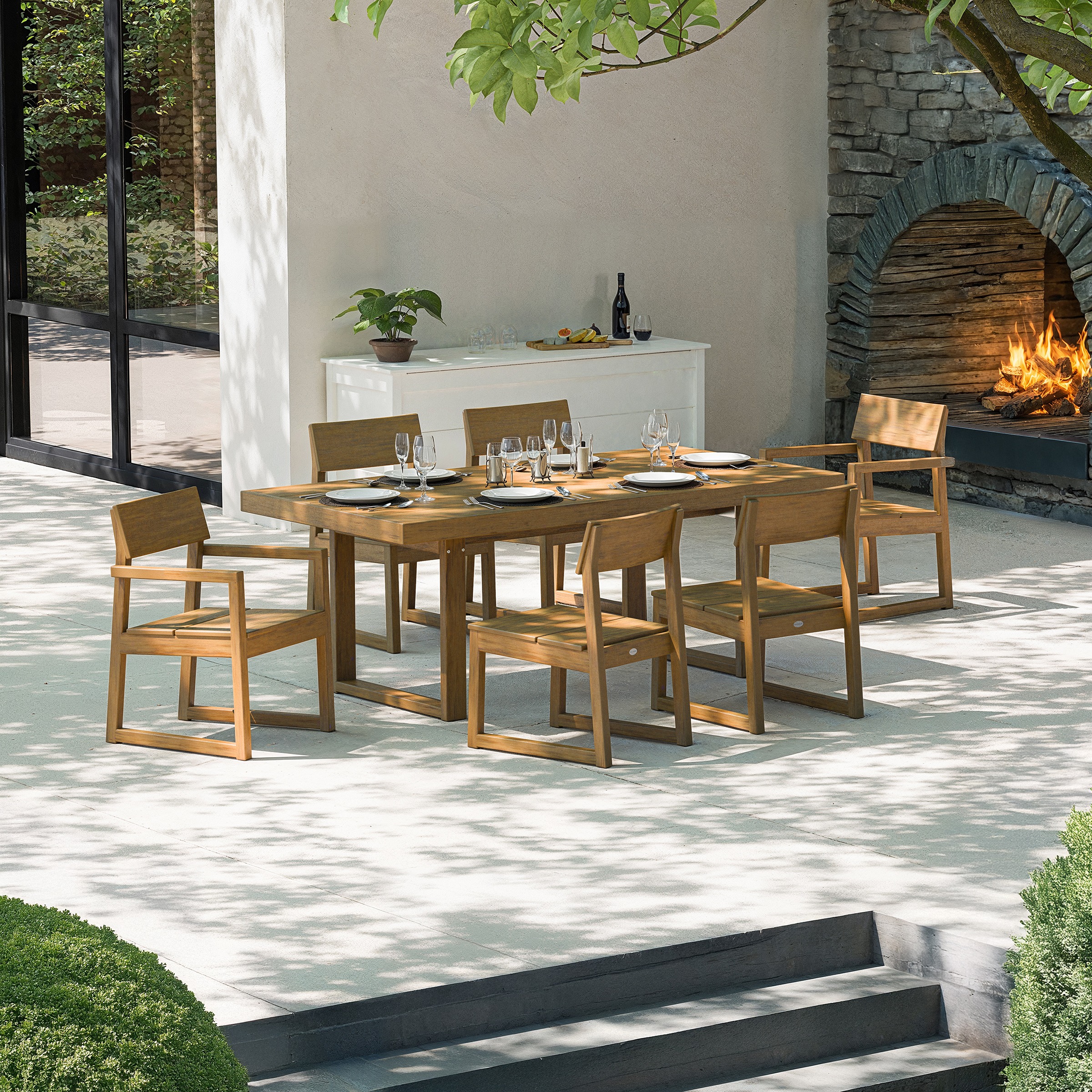 POLYWOOD® EDGE 7-Piece Dining Set in Natural 452