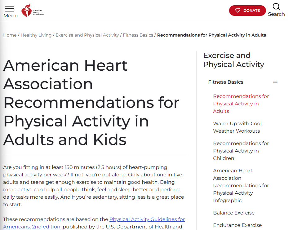 Meet the American Heart Association's Weekly Goal for Activity 5565