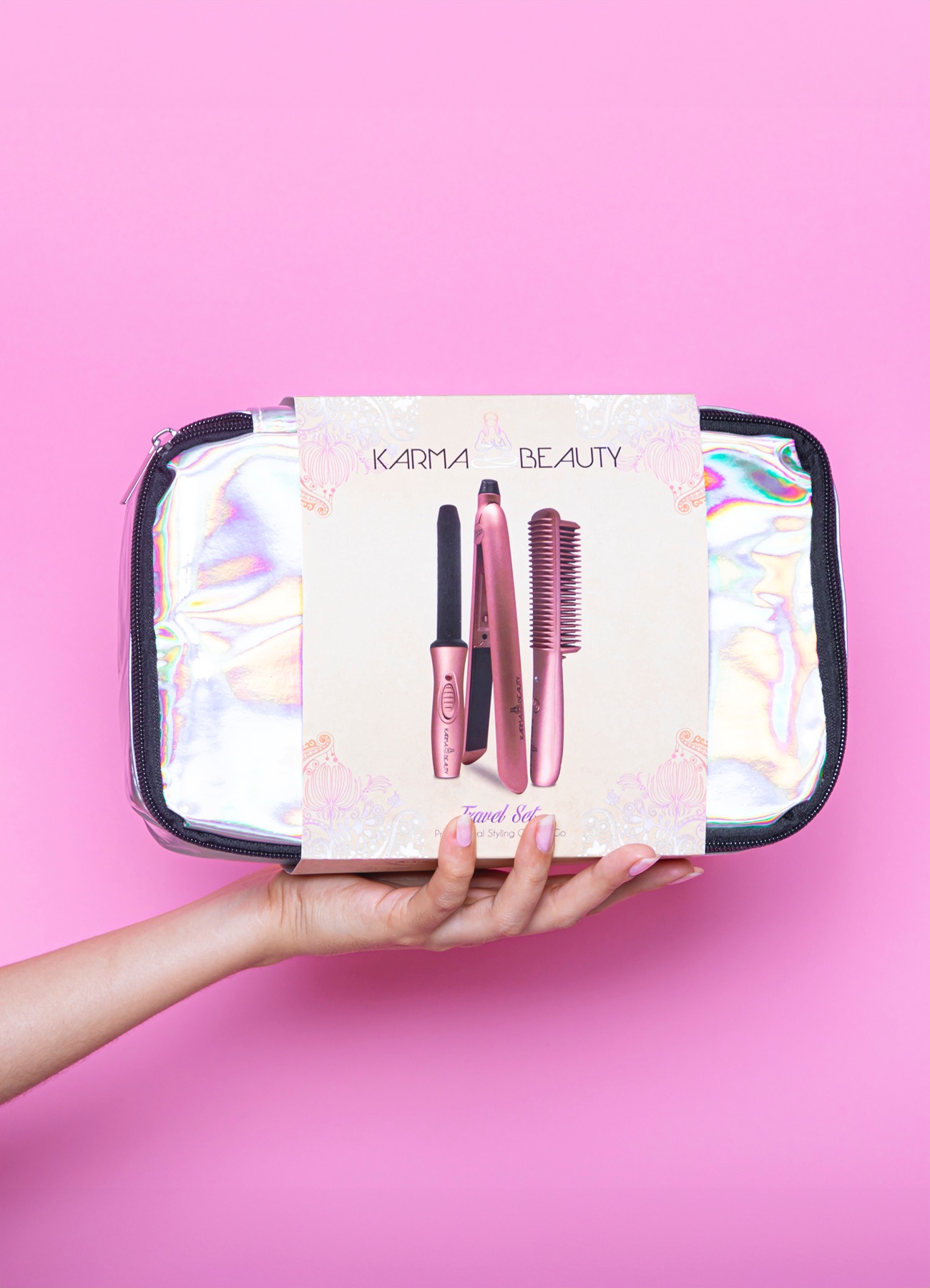 Travel Hair Styling Kit with Mini Flat Iron, Mini Curler and Mini Heated Styling Comb 132
