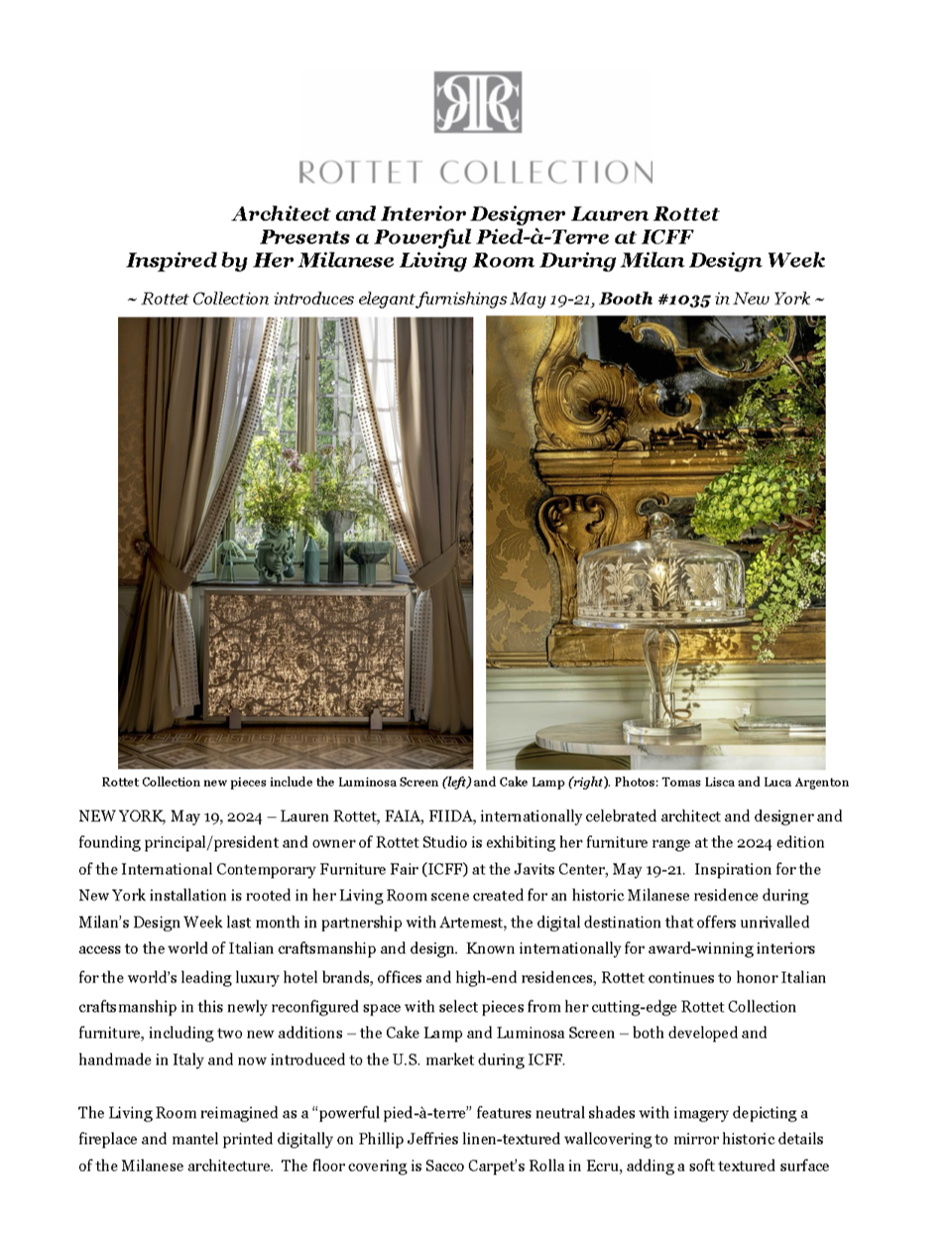 Rottet Collection introduces elegant furnishings May 19-21, Booth #135 in New York 367