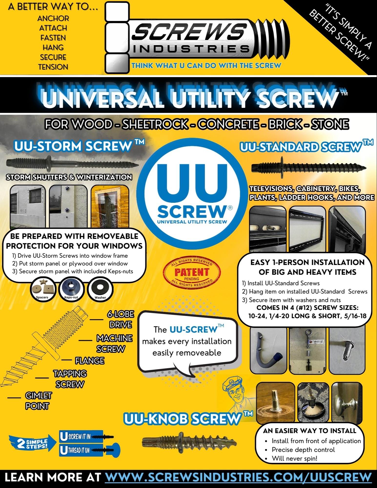 Screws Industries - exclusive manufacturer of the UU-Screw 252
