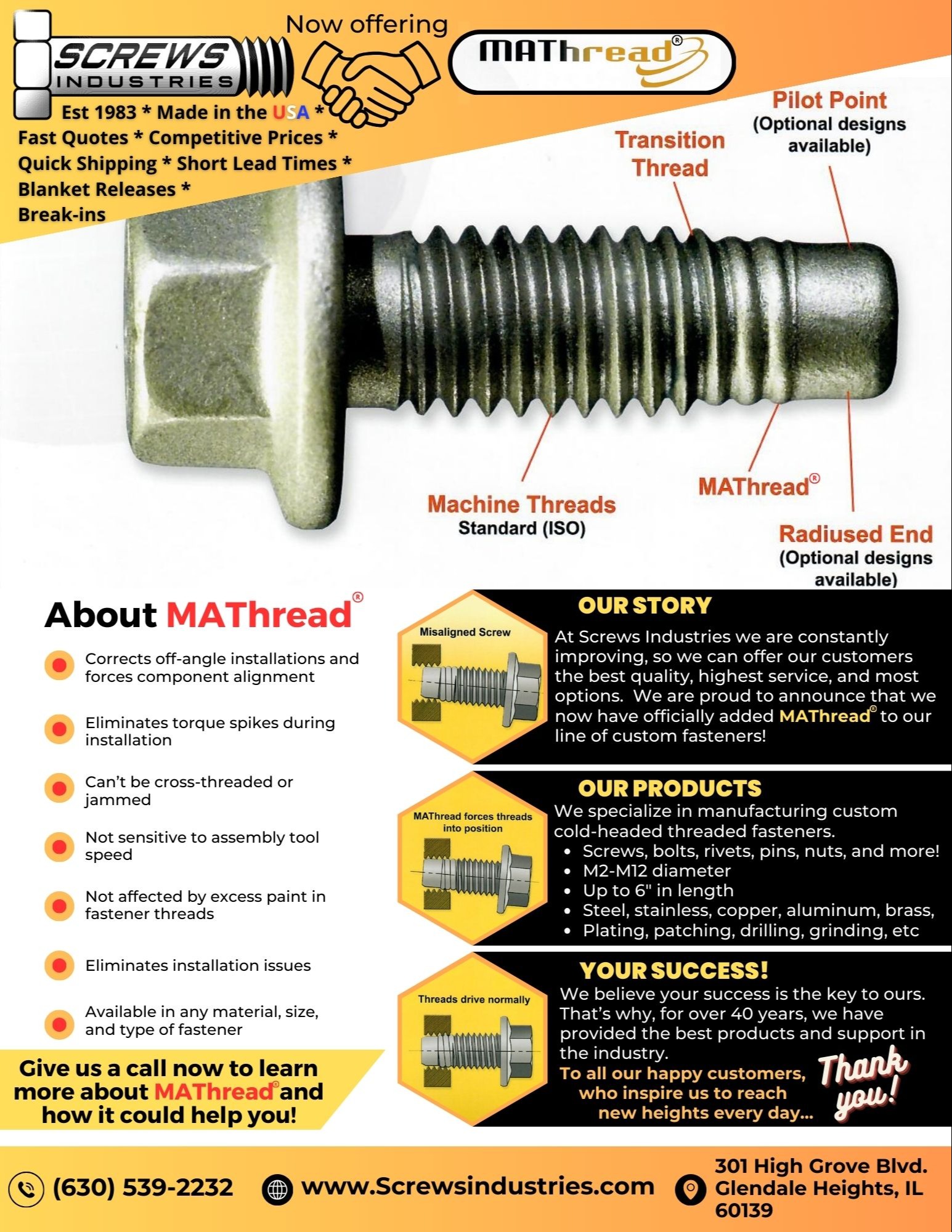 Screws Industries is now a MAThread licensed manufacturer 253