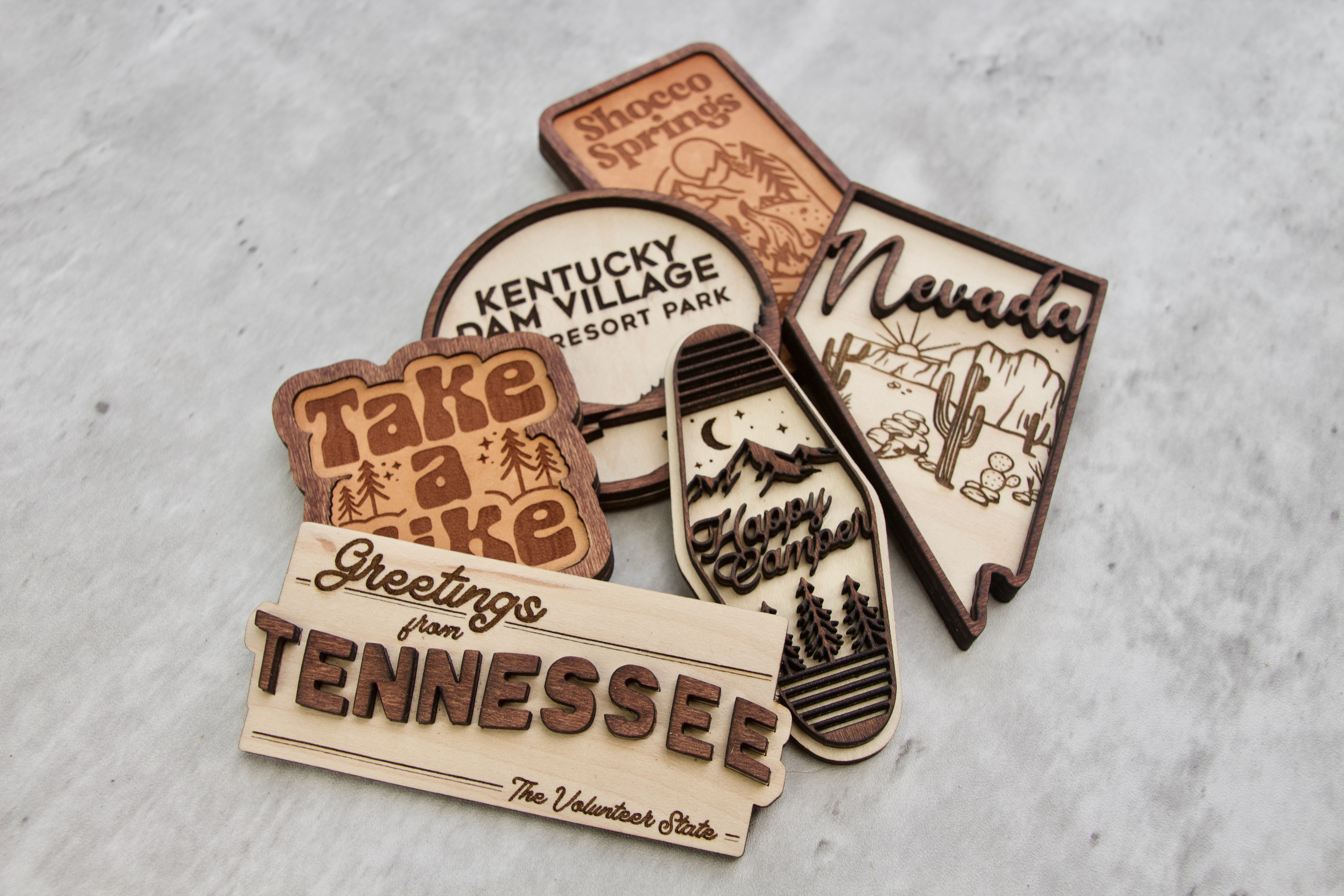 Custom Wood and Leather Magnets, Ornaments, Keychains & More 405