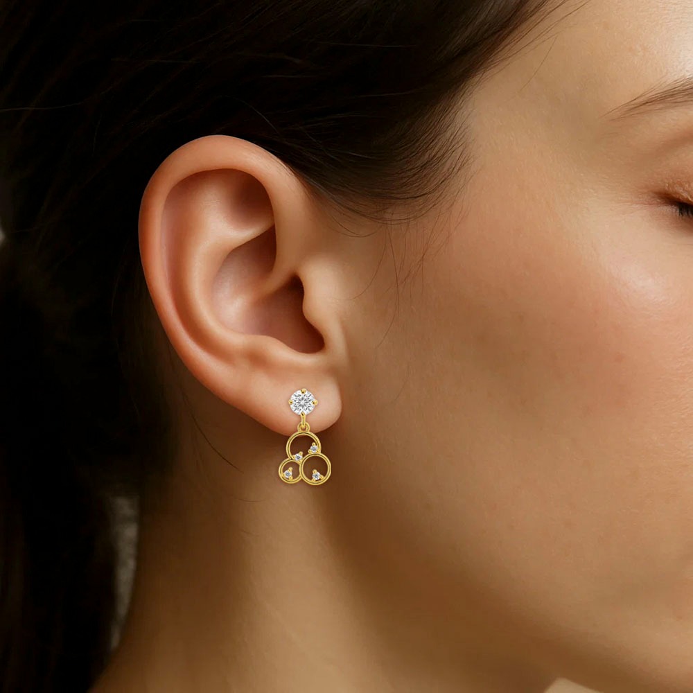 Minimalist 18K Gold Over Brass Round Cut Gemstone Earrings Wholesale Jewelry 27