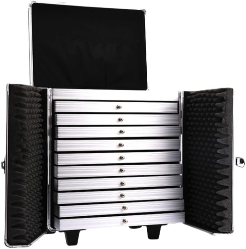 Rolling Jewelry Trolley Case with Drawers Sturdy Case for Travel and Vendor Showes Jewels Sets Display Organizer 40