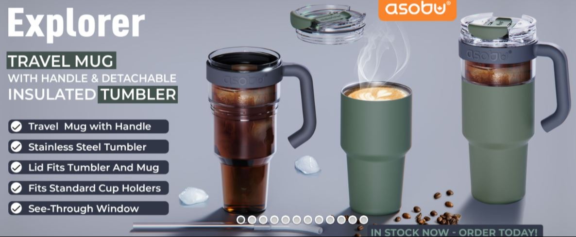 Asobu®’s See Through Travel Mug with Handle & Detachable Insulated Tumbler 102