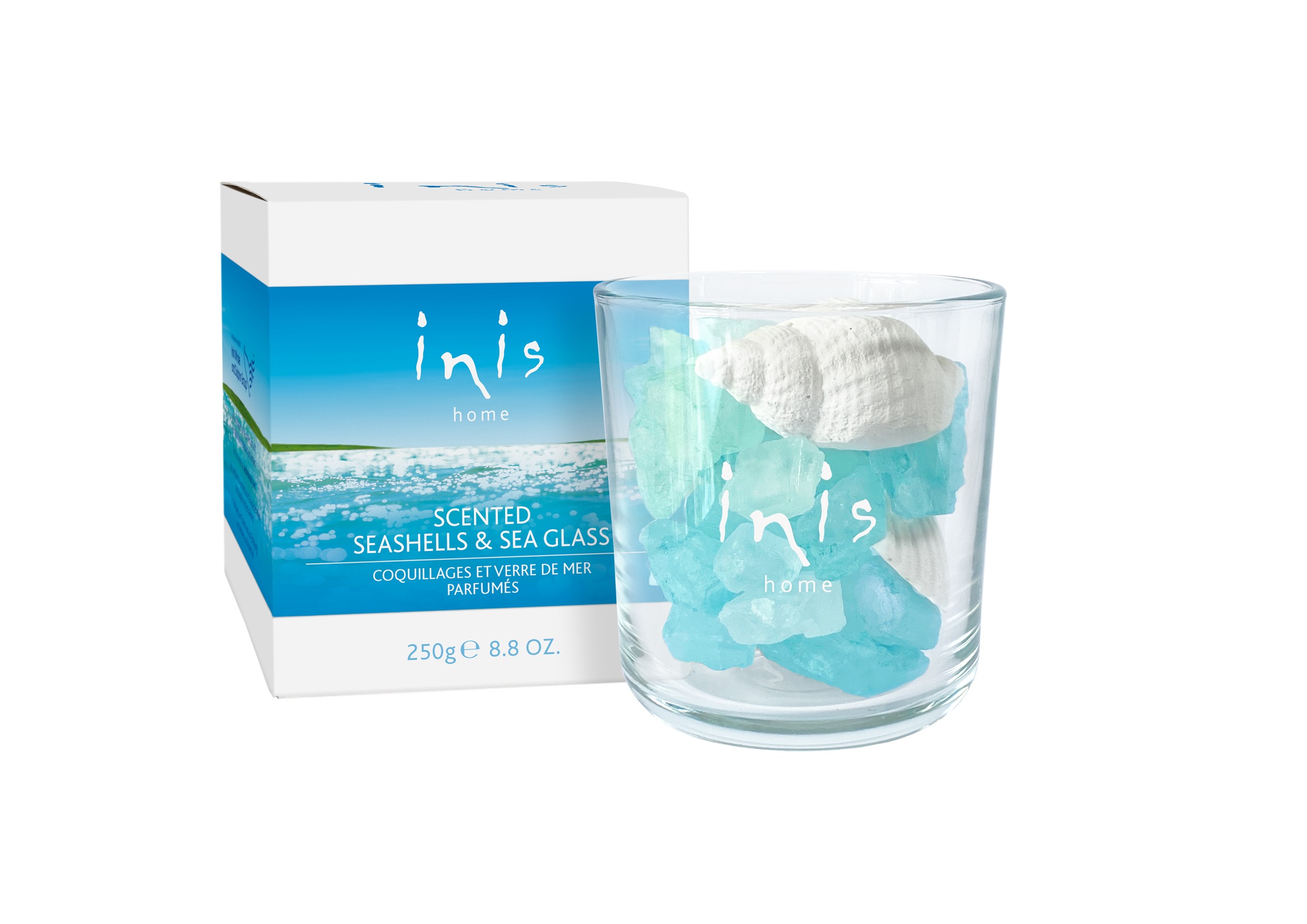 New! Inis Home Scented Seashells & Sea Glass 8.8 Oz. 397