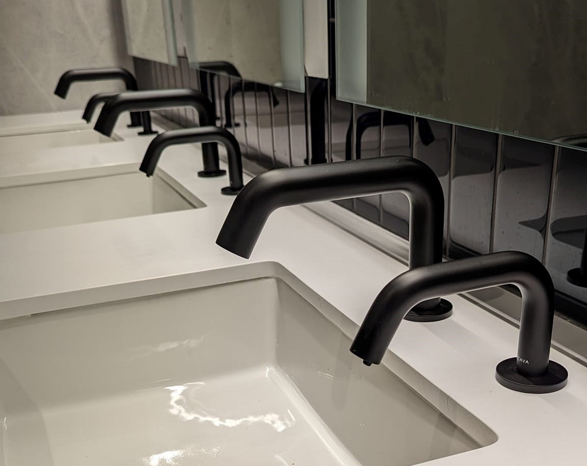 ZOOM touch-free electronic faucets, matching soap dispensers and hand dryers by LACAVA 101