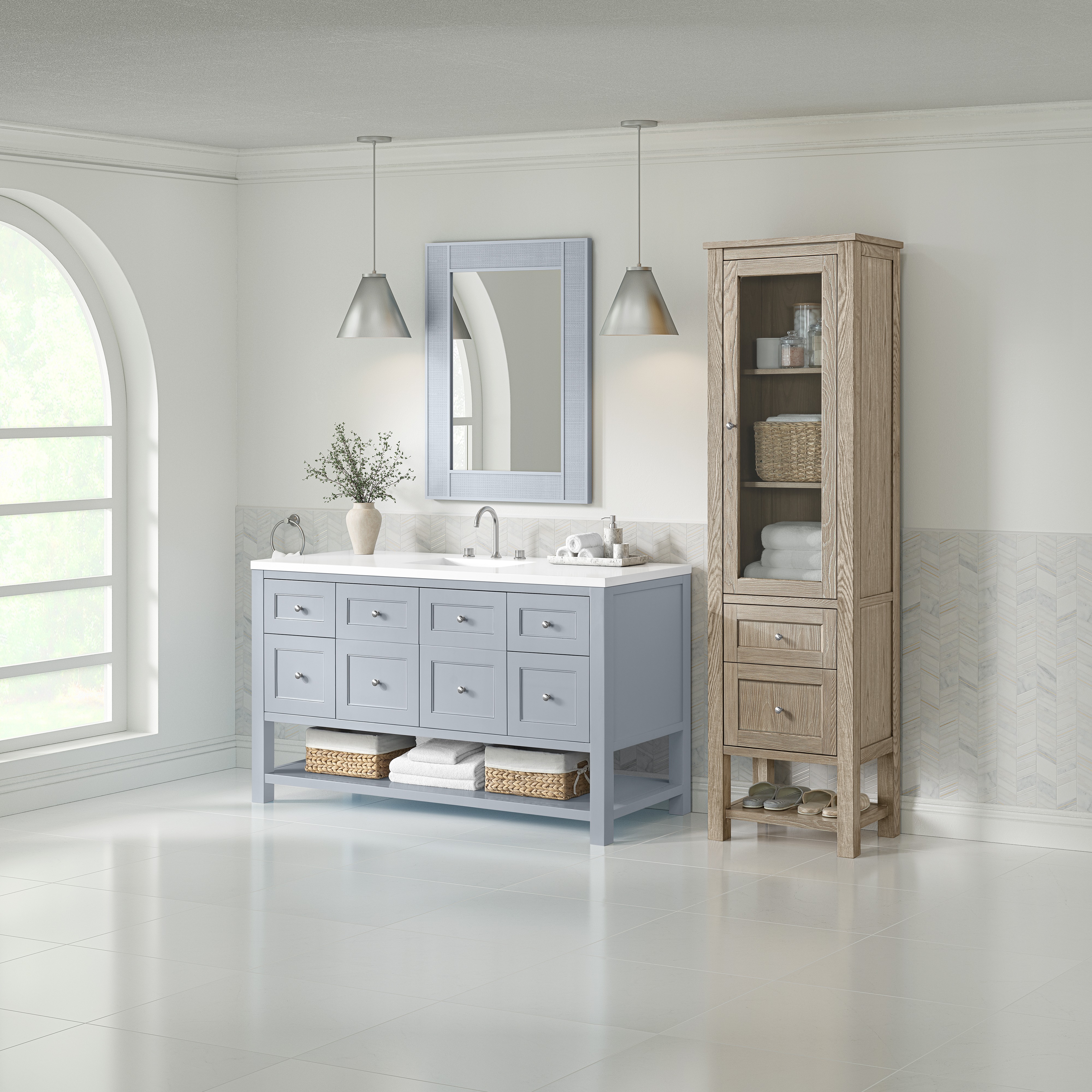 New Breckenridge Linen Cabinet and Serenity Blue Finish 221