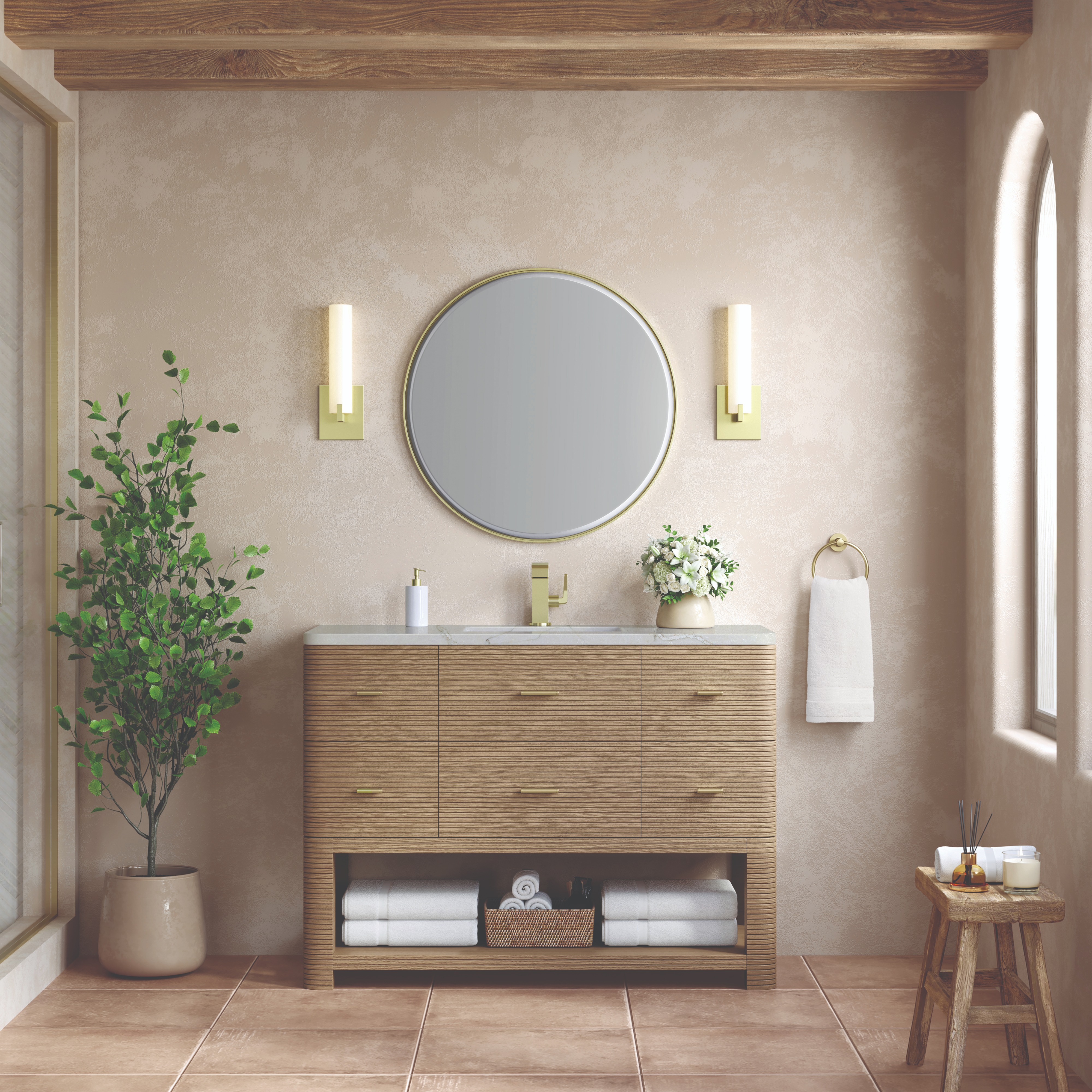 James Martin Vanities Expands the Lucian Collection with a New Pebble Oak Finish 368